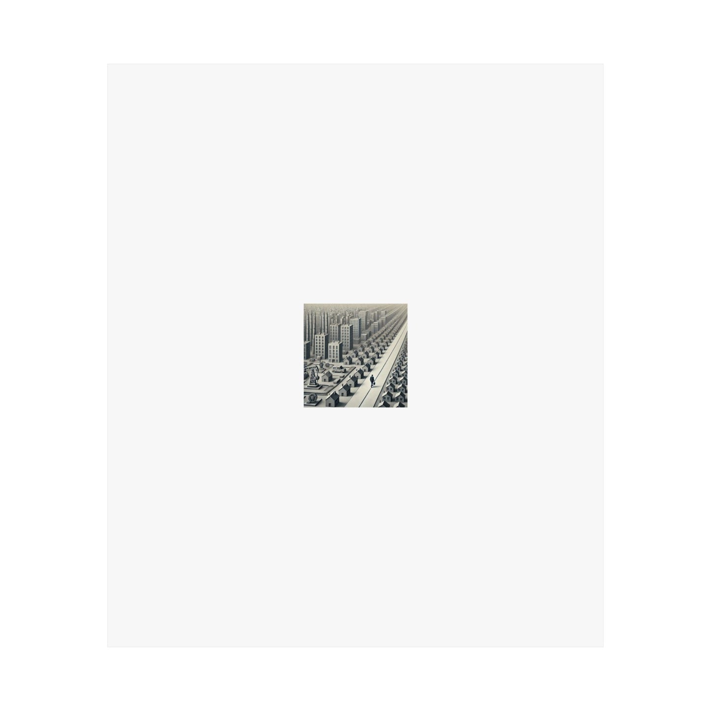 Monochrome Urban Factory Cityscape Poster Industrial Wall Art Gift