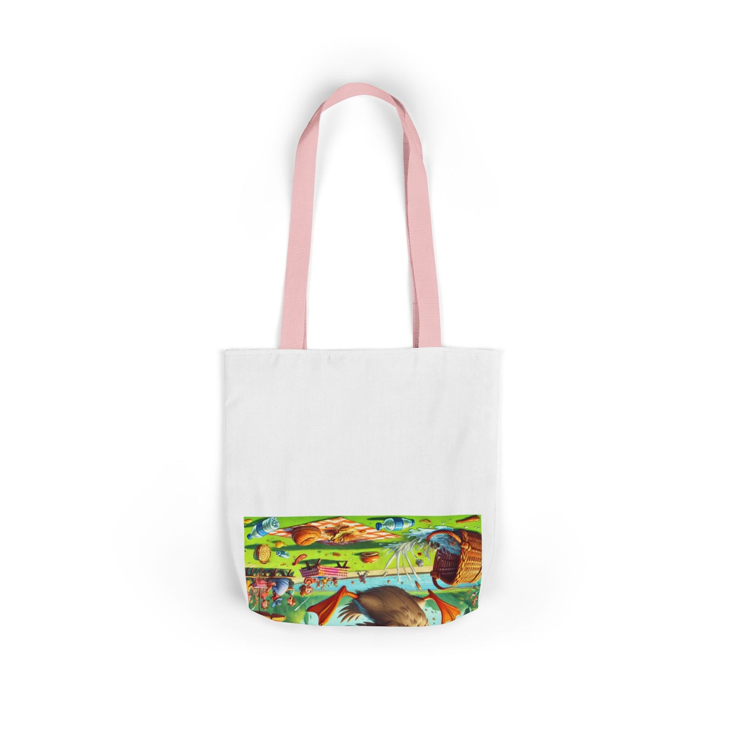 Chaotic Picnic Duck Funny Summer Canvas Tote Bag
