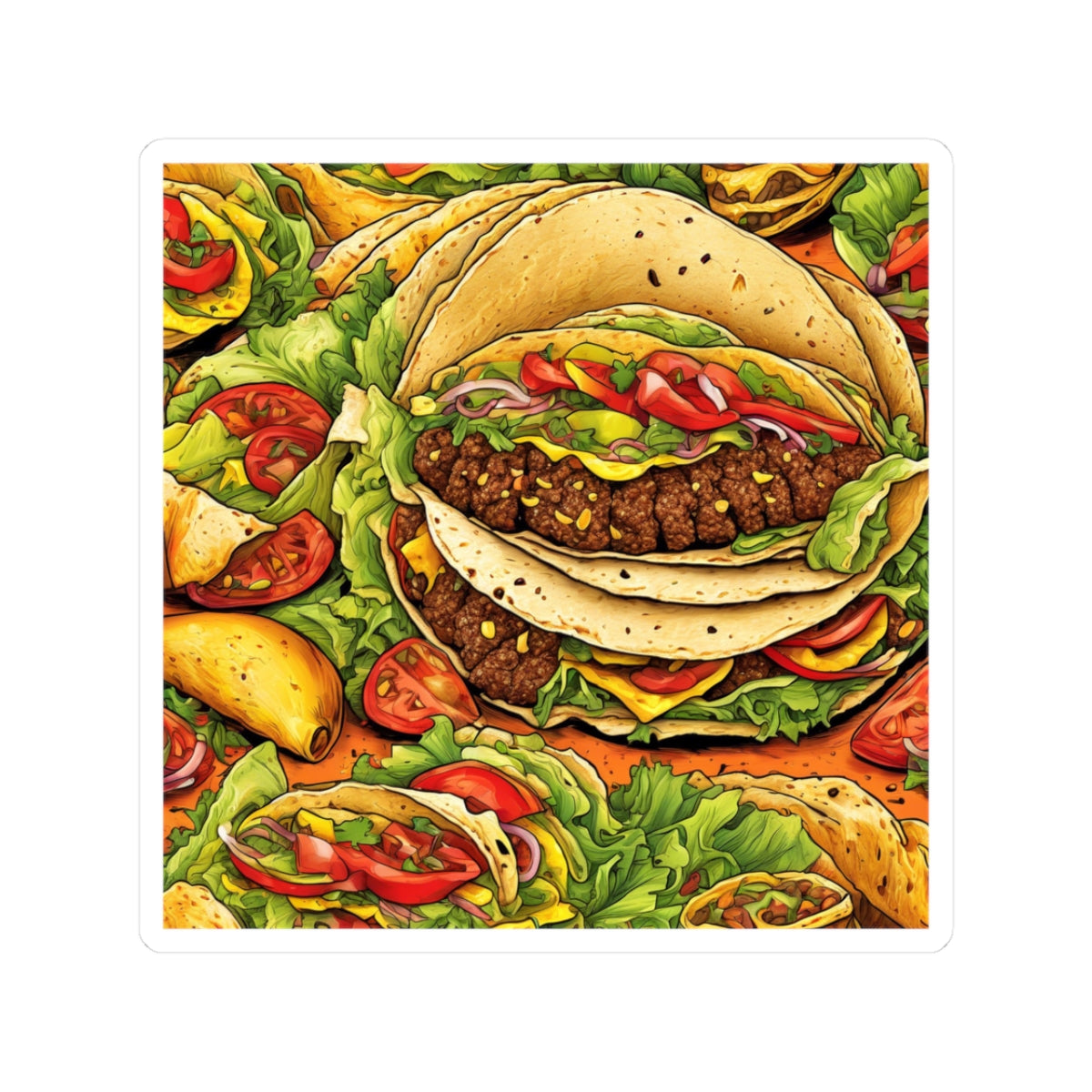 Stacked Taco Fiesta Foodie Gift Art Sticker
