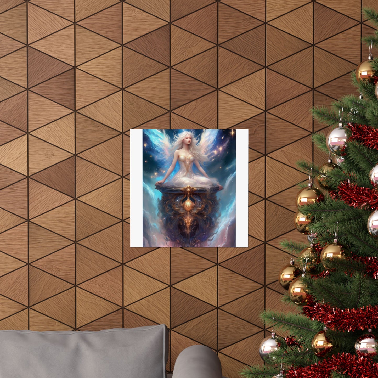 Celestial Winged Meditation Fantasy Portrait Poster