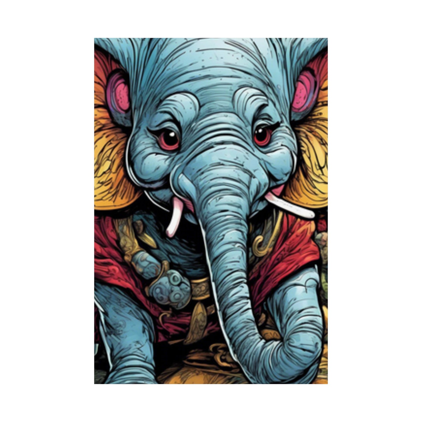 Colorful Elephant Garden Parade Wildlife Wall Art Poster