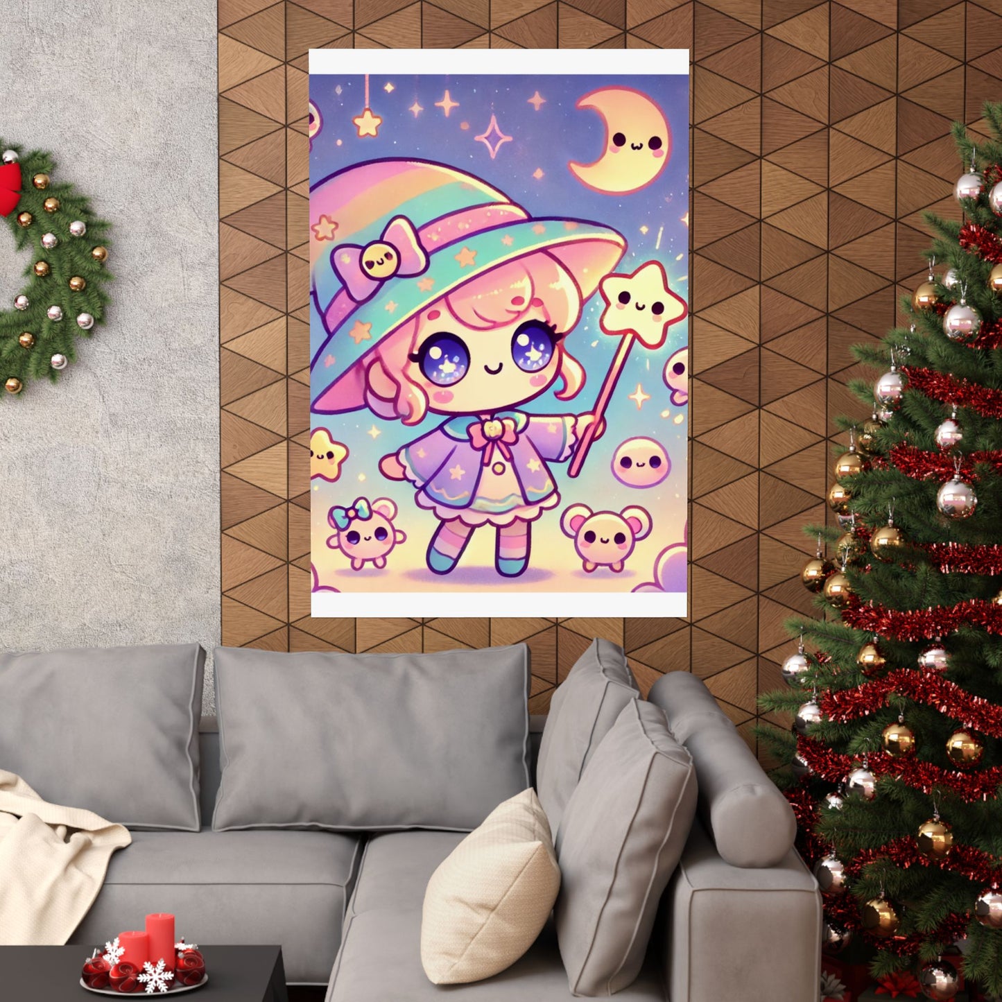 Kawaii Moon Wand Pastel Fantasy Wall Art Poster