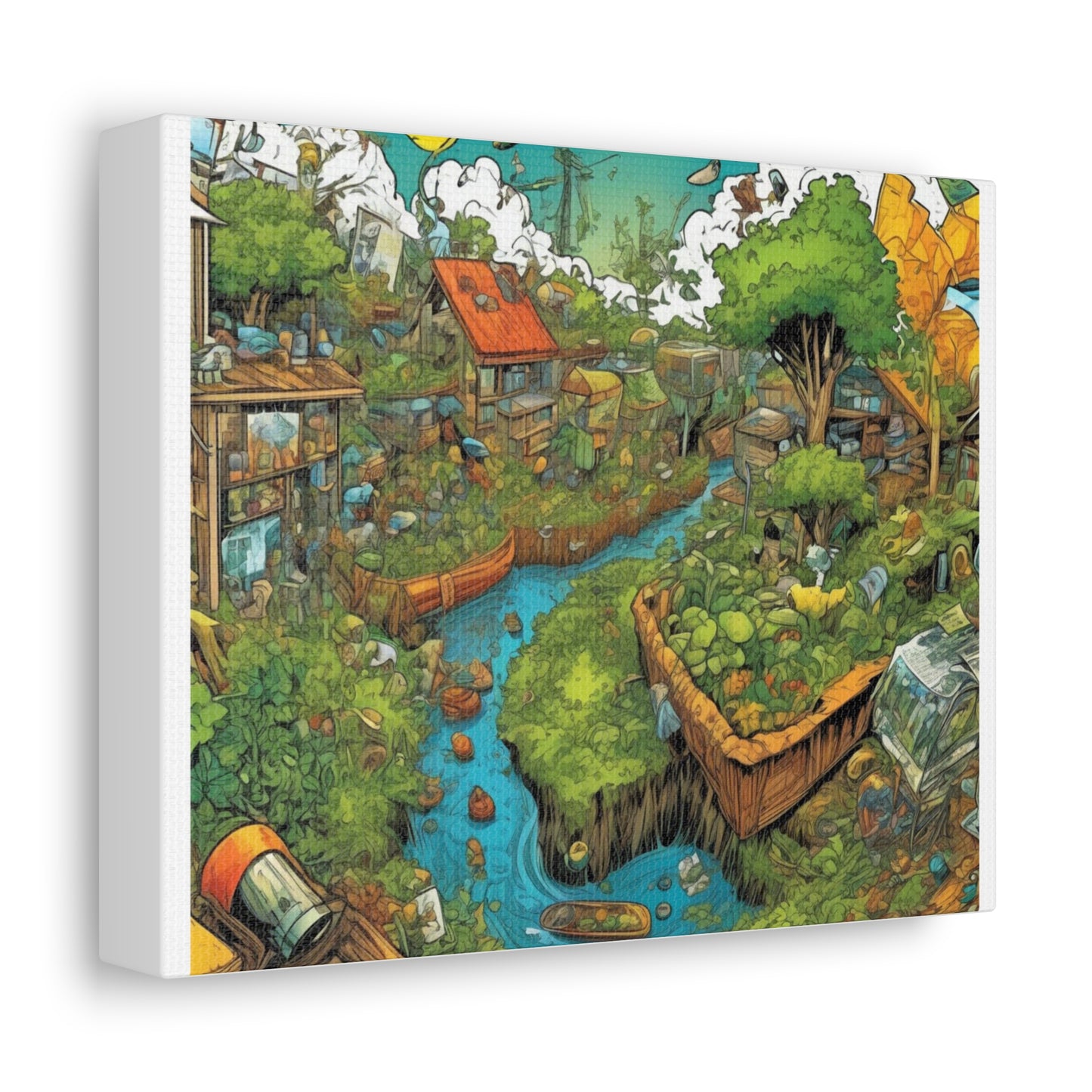 Whimsical Garden Stream Nature Gift Art Canvas