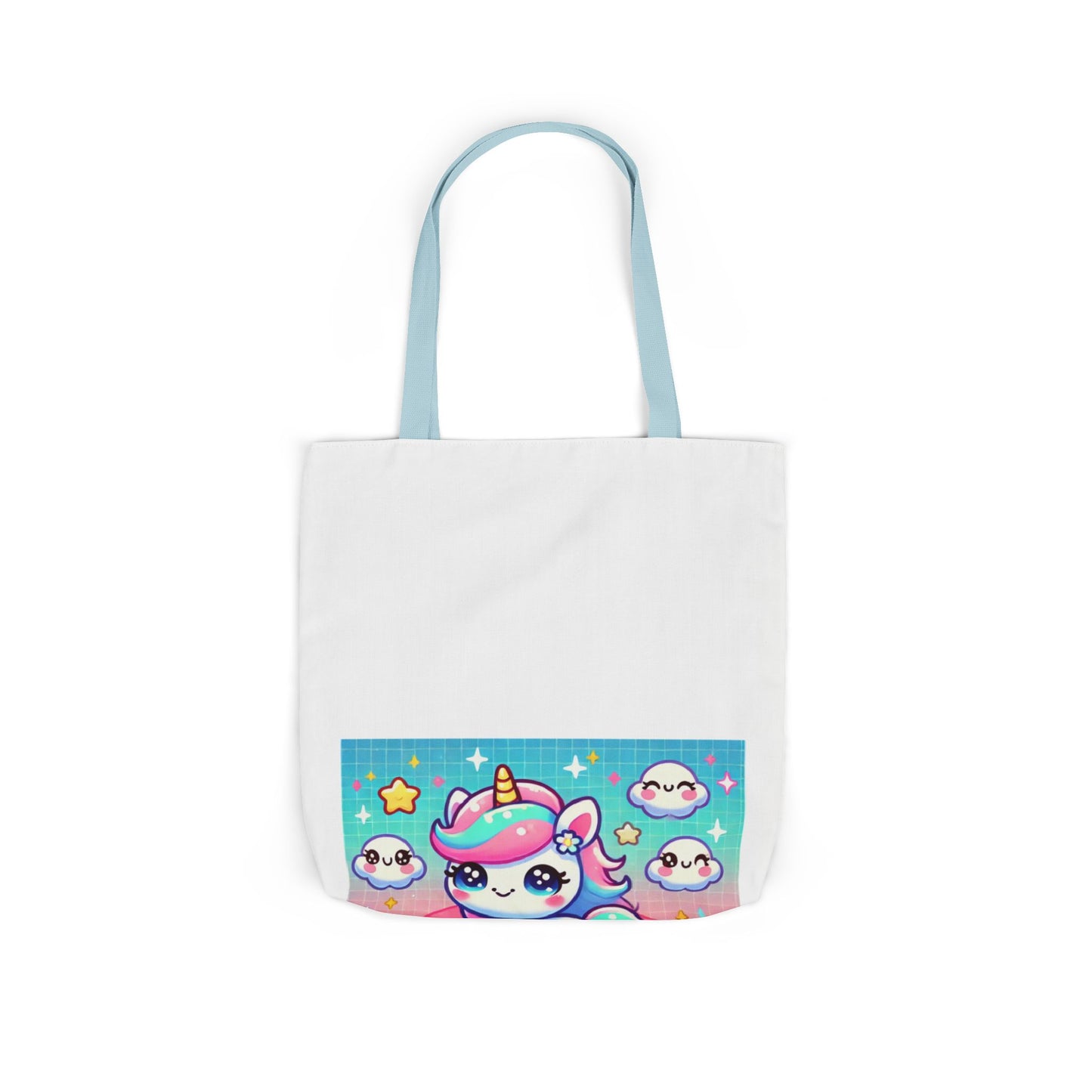 Pastel Rainbow Unicorn Cloud Kawaii Canvas Tote Bag