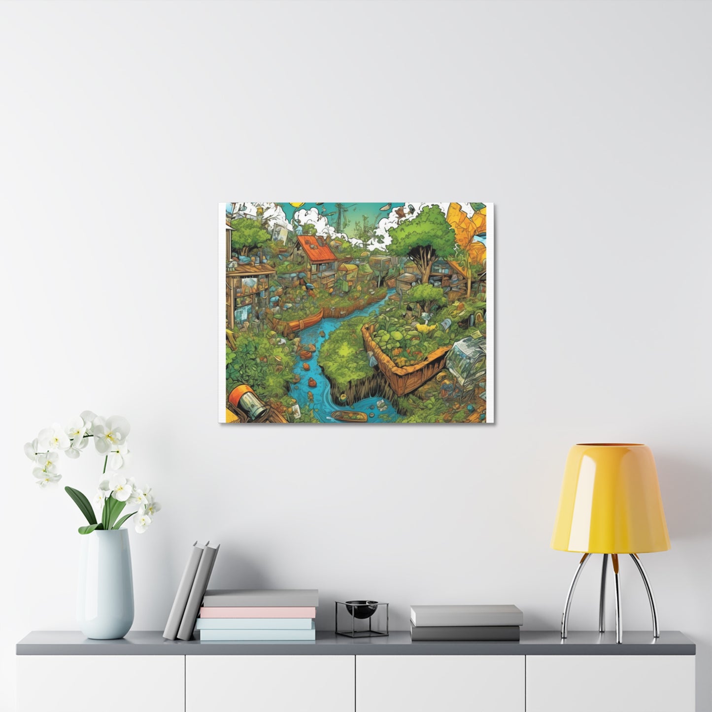 Whimsical Garden Stream Nature Gift Art Canvas