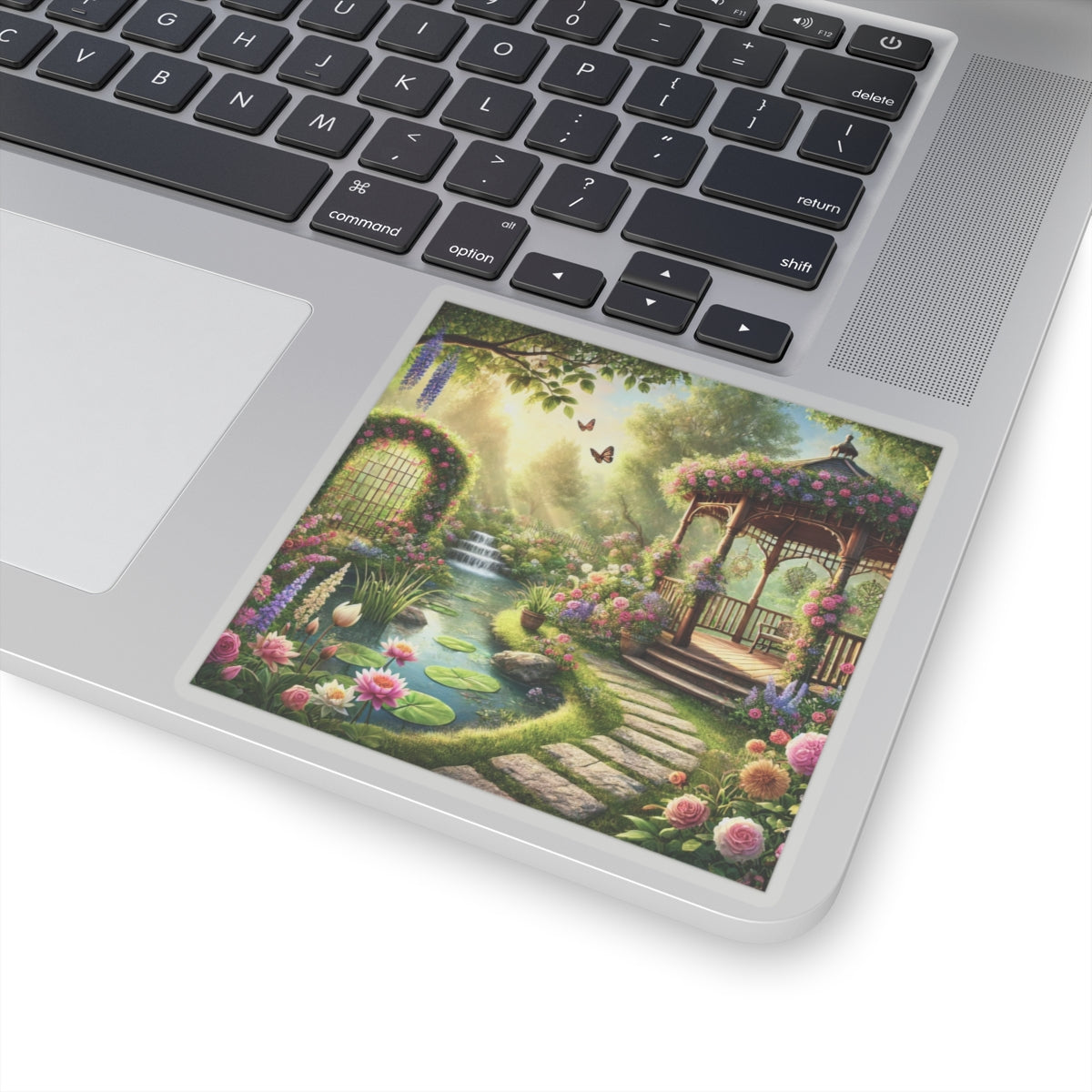 Sunlit Rose Gazebo Cottage Garden Sticker