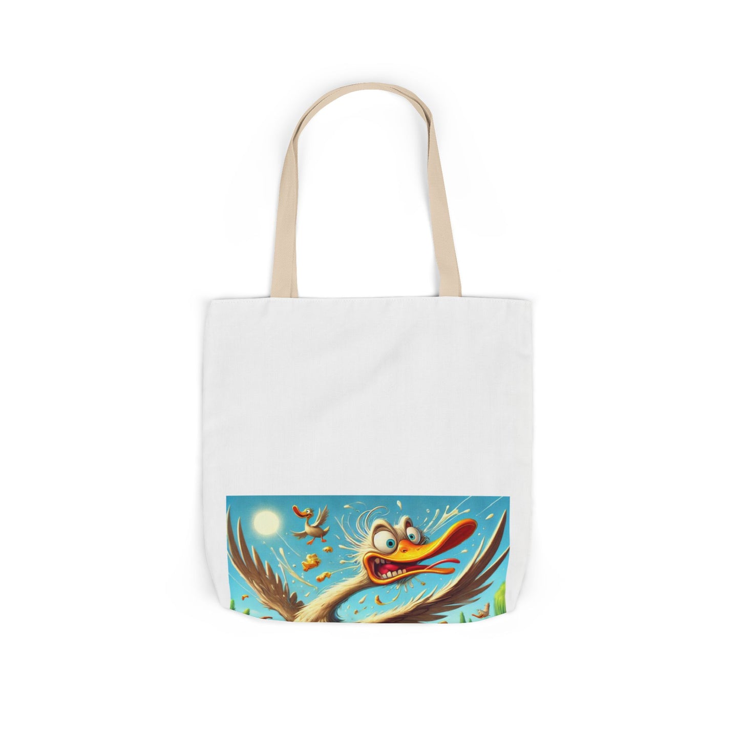 Chaotic Picnic Duck Funny Summer Canvas Tote Bag