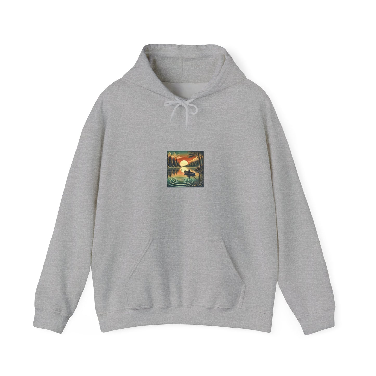 Sunset Lake Fishing Retreat Outdoors Graphic Hoodie for Anglers Gift