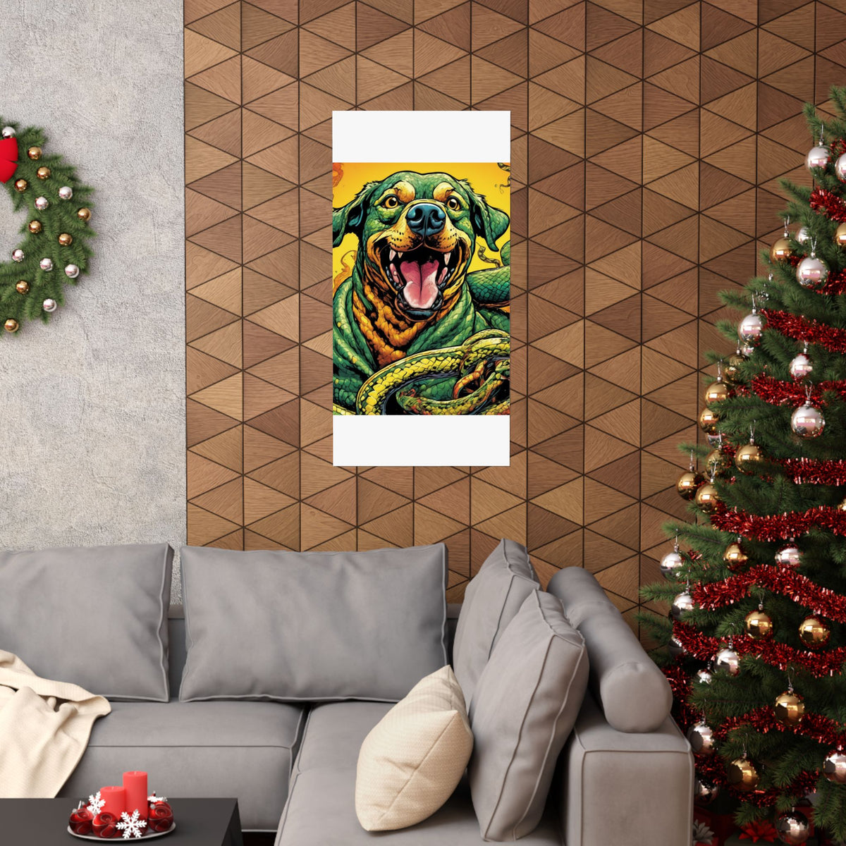 Surreal Serpent Hound Dark Fantasy Wall Art Poster
