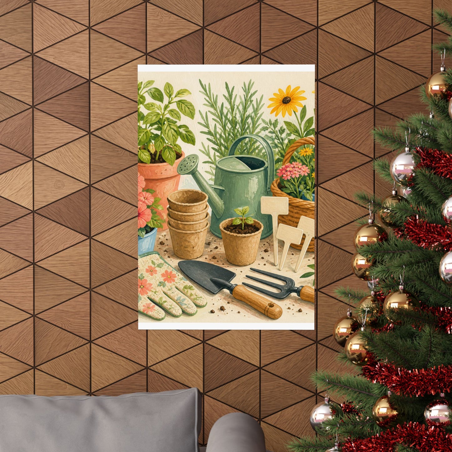 Colorful Gardening Tools and Flowers Hobby Poster