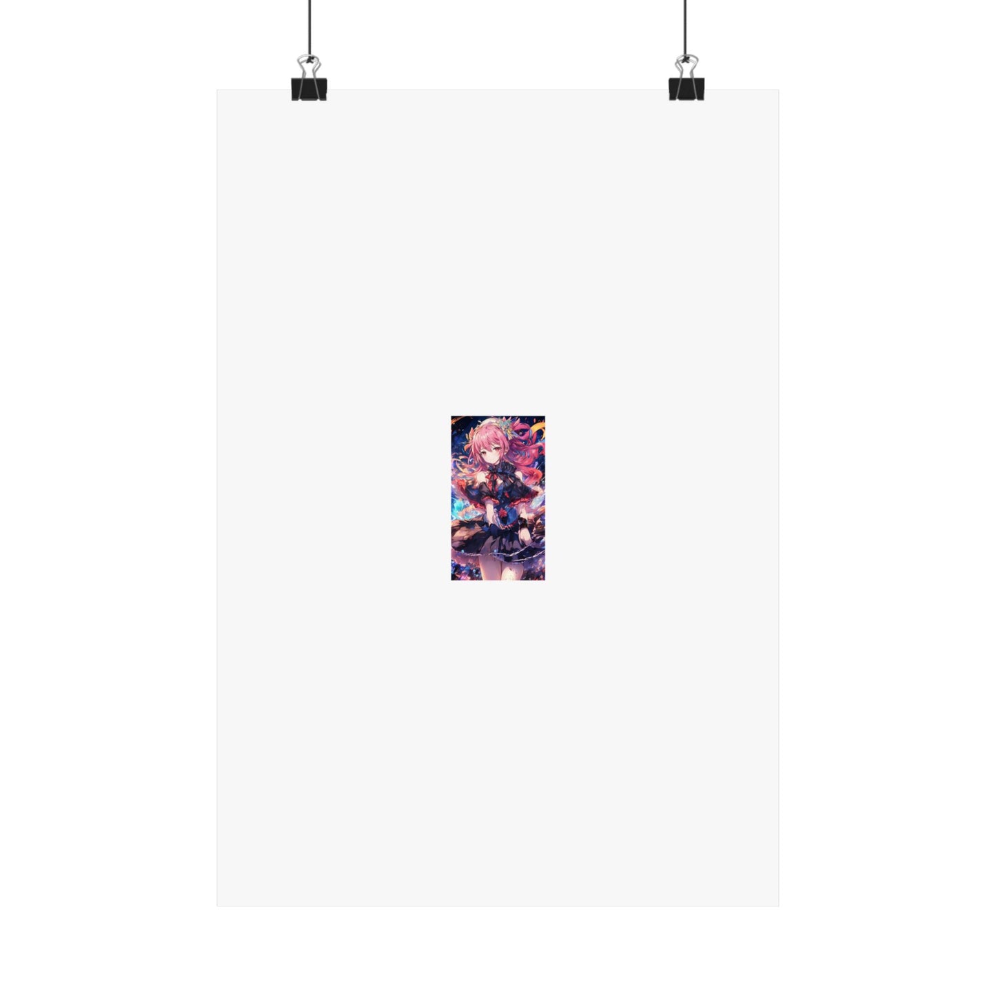 Pink Haired Fantasy Heroine Anime Portrait Poster Art