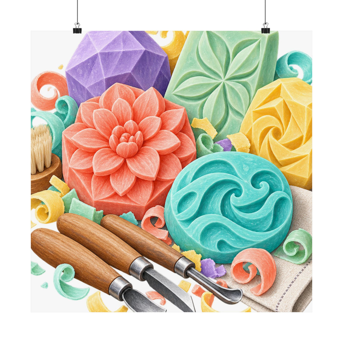 Colorful Soap Carving Workshop Poster