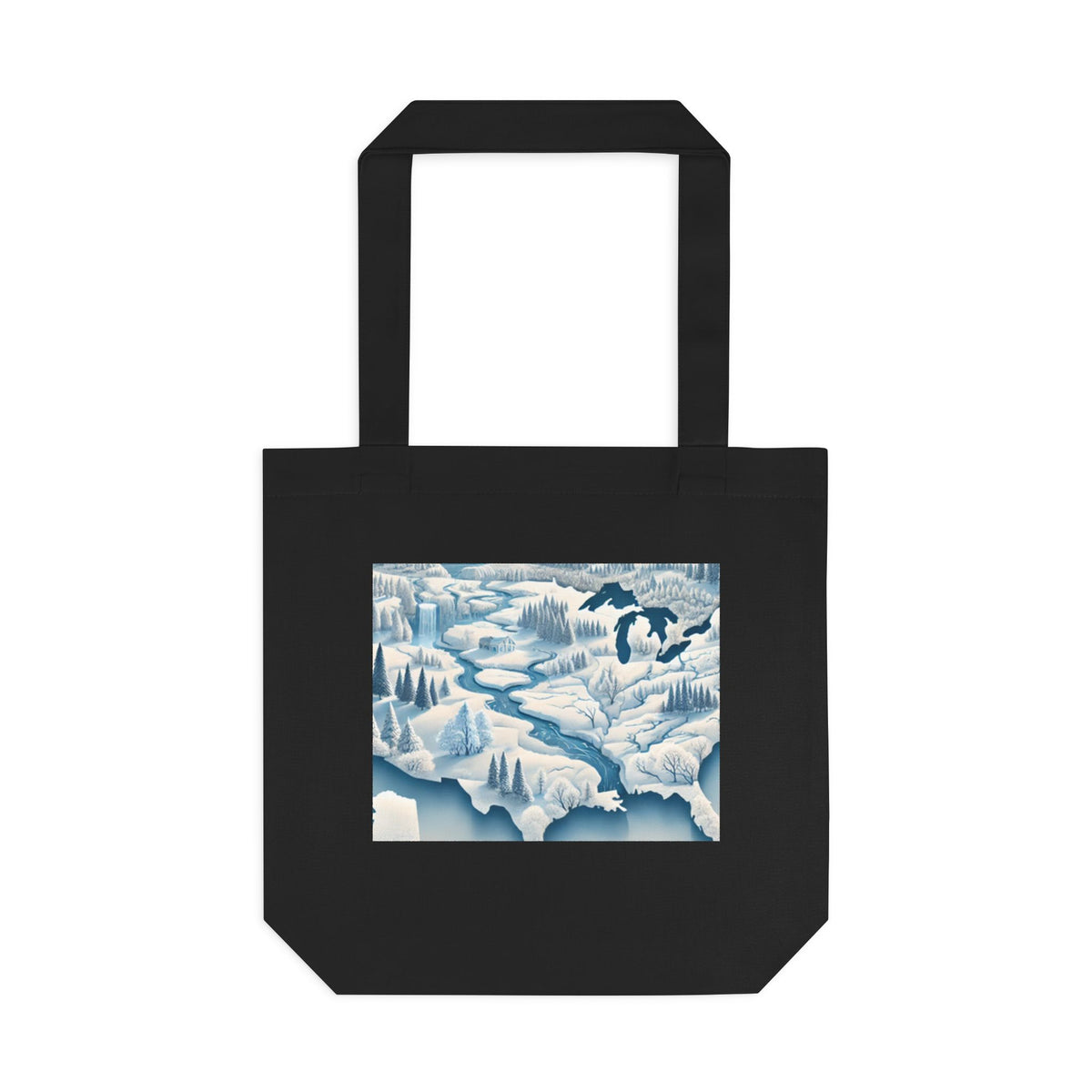 Winter USA Dreamscape Snowy Map Tote Bag Geography Travel Gift