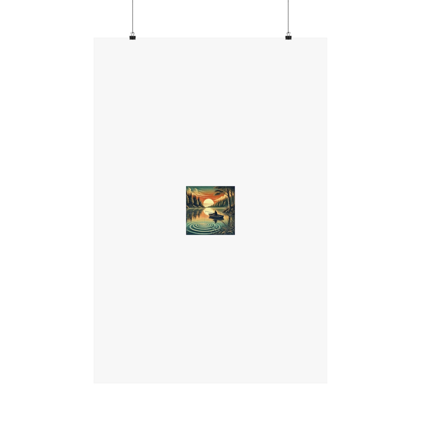Sunset Lake Fishing Retreat Poster Lake House Fishing Wall Art Gift