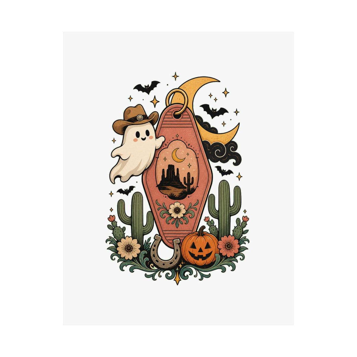 Haunted Desert Keytag Ghost Halloween Poster