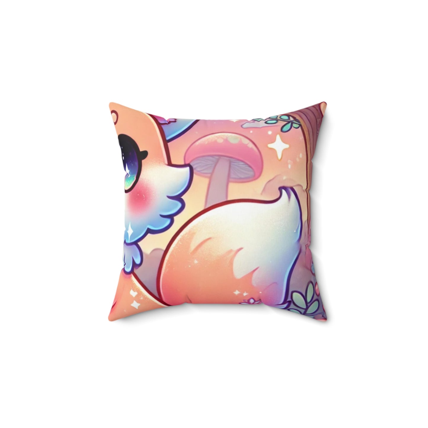 Pastel Woodland Fox Mushroom Kawaii Decorative Pillow