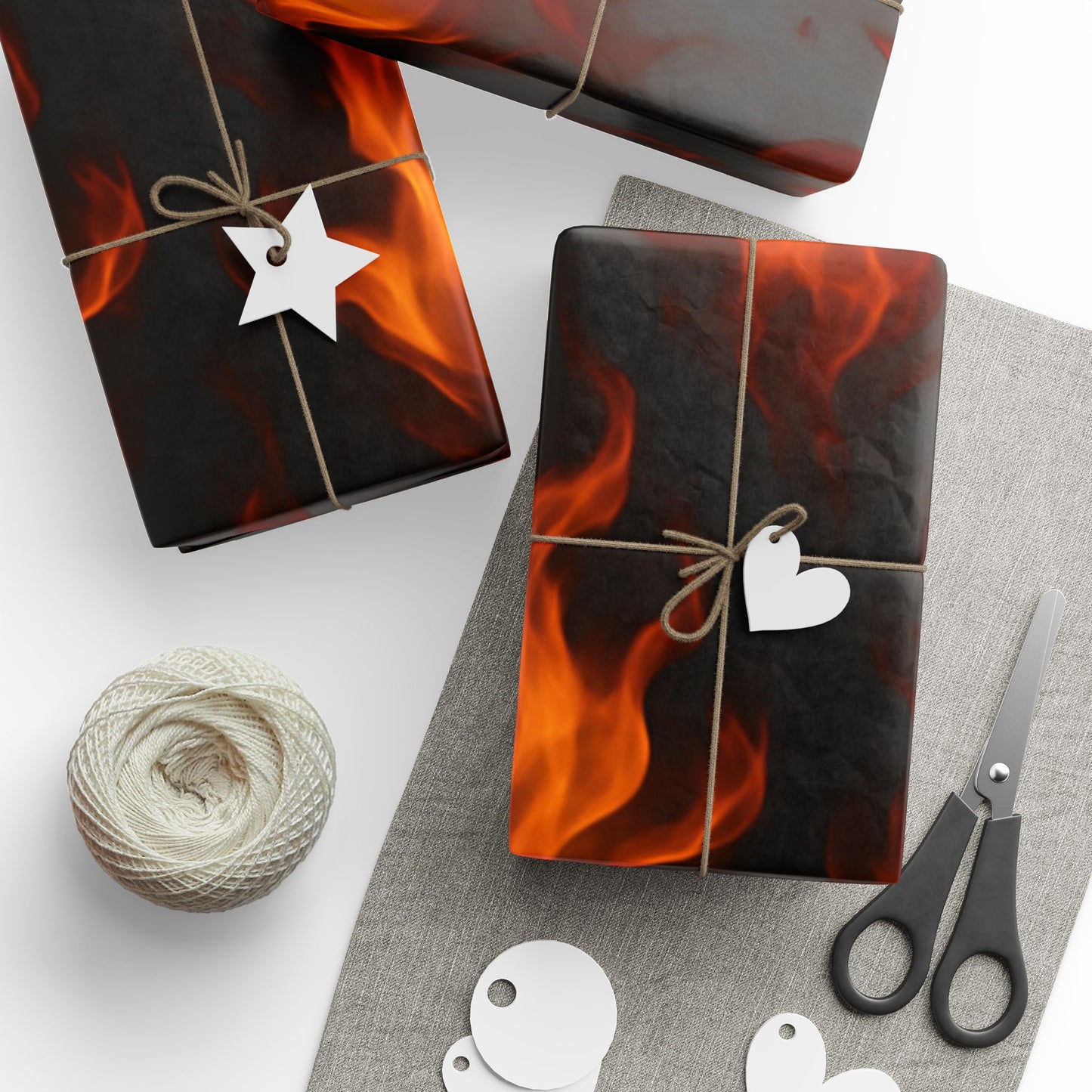 Bold Flame Wrapping Paper - Fire Themed Gift Wrap for Men, Halloween, Birthday, Parties, Unique Present Decoration