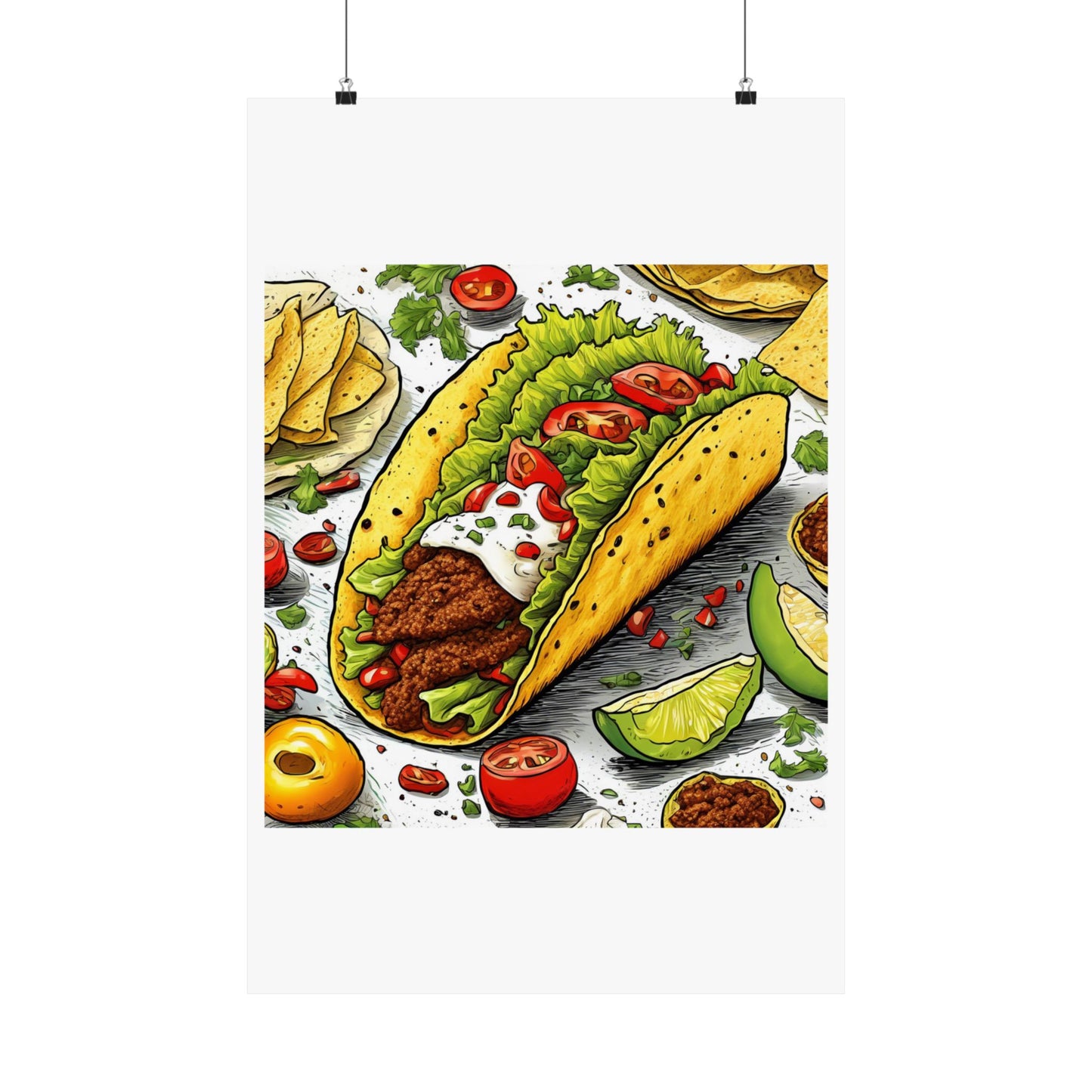 Bold Taco Illustration Foodie Gift Art Poster
