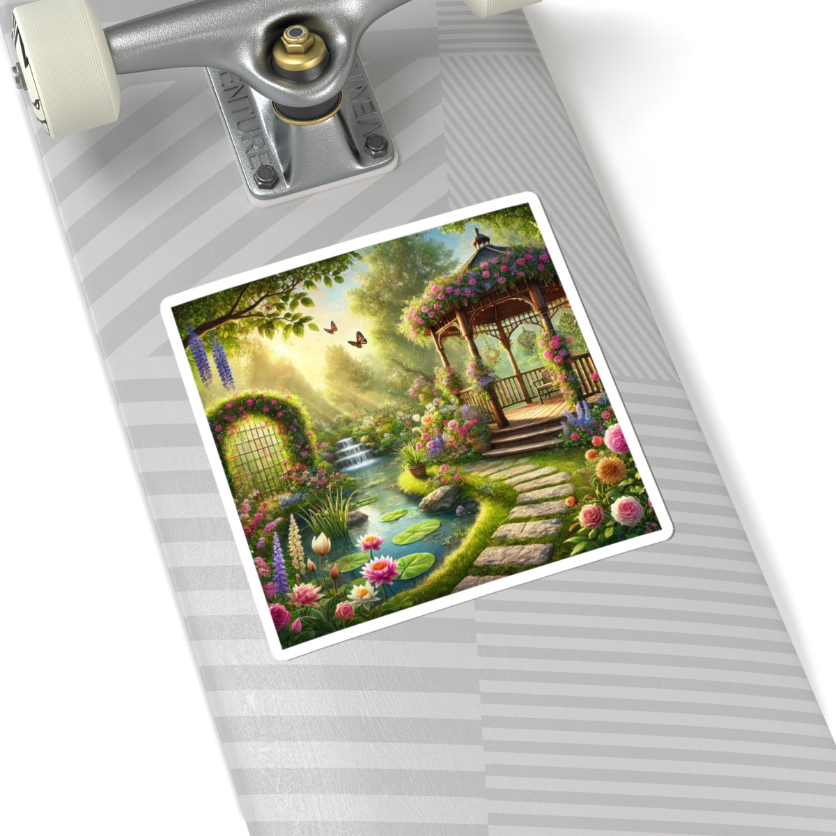 Sunlit Rose Gazebo Cottage Garden Sticker