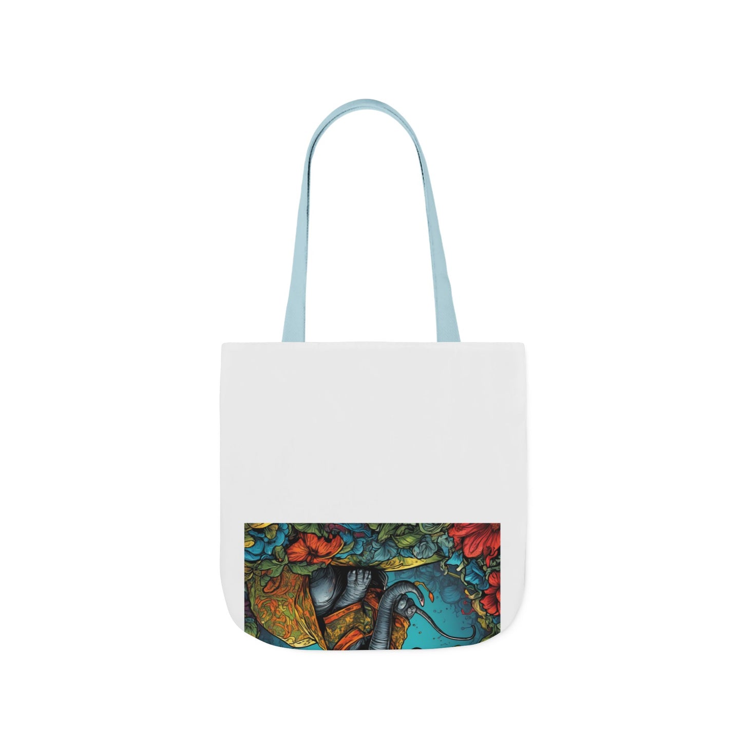 Colorful Storybook Elephant Floral Canvas Tote Bag