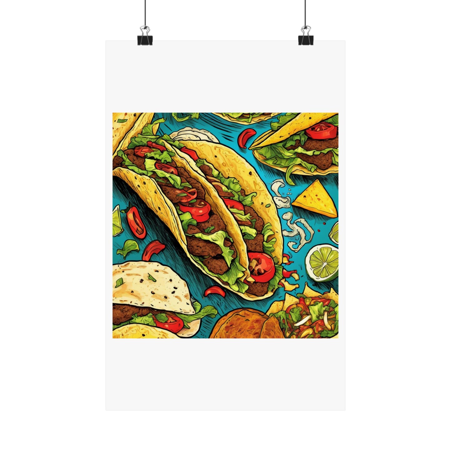 Taco Party Pattern Foodie Gift Art Poster
