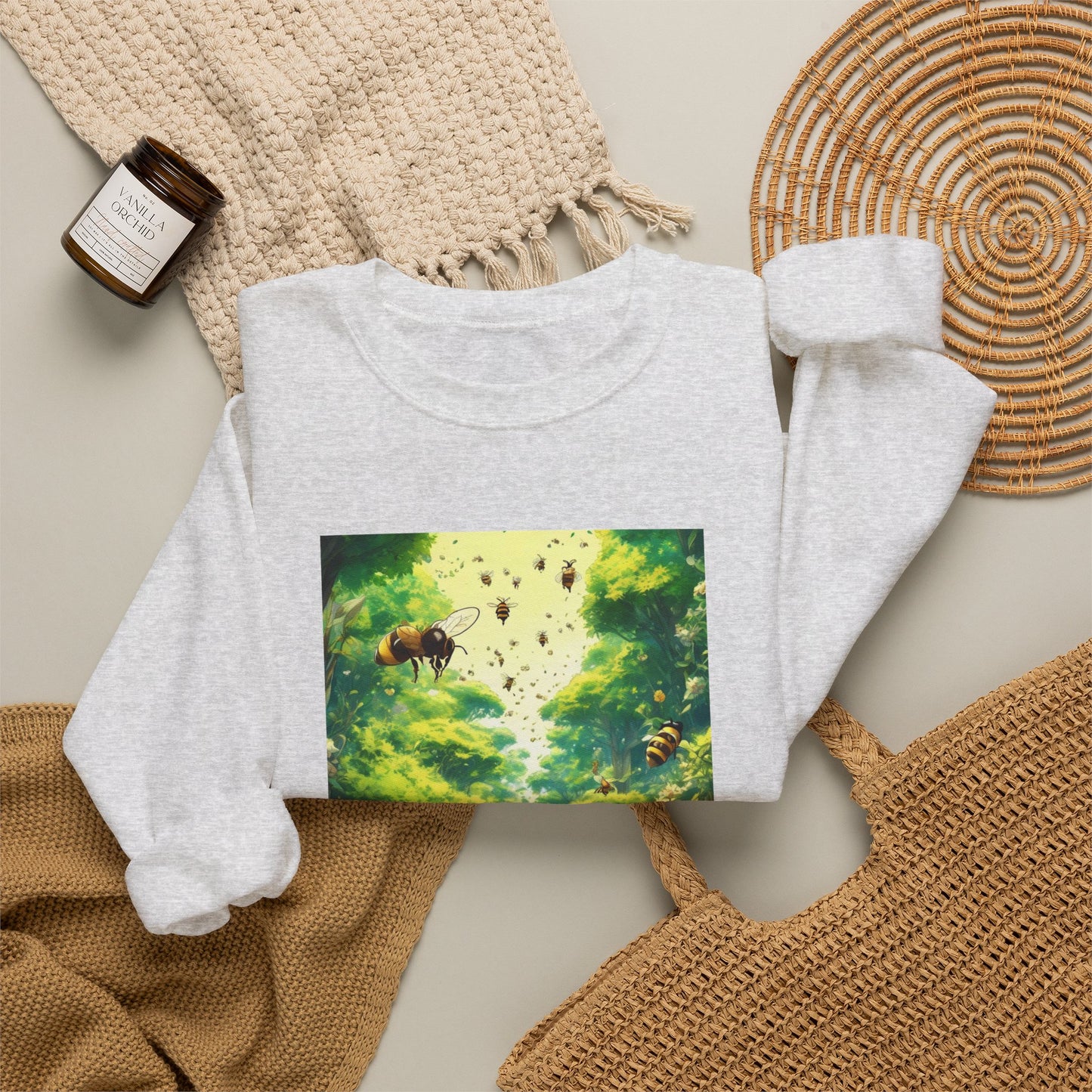 Bee Garden Explorer Anime Nature Art Sweatshirt