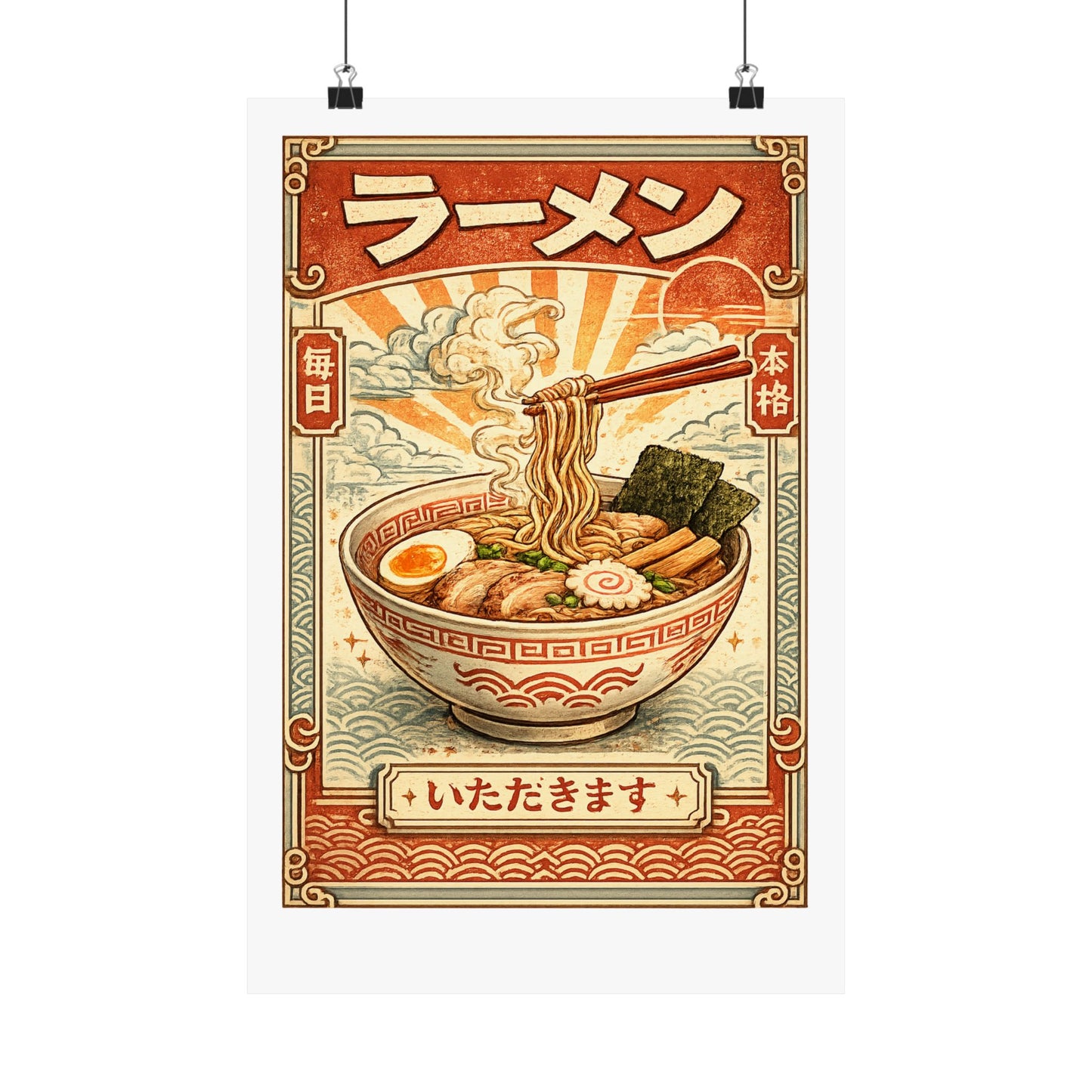 Vintage Ramen Bowl Japanese Food Art Poster
