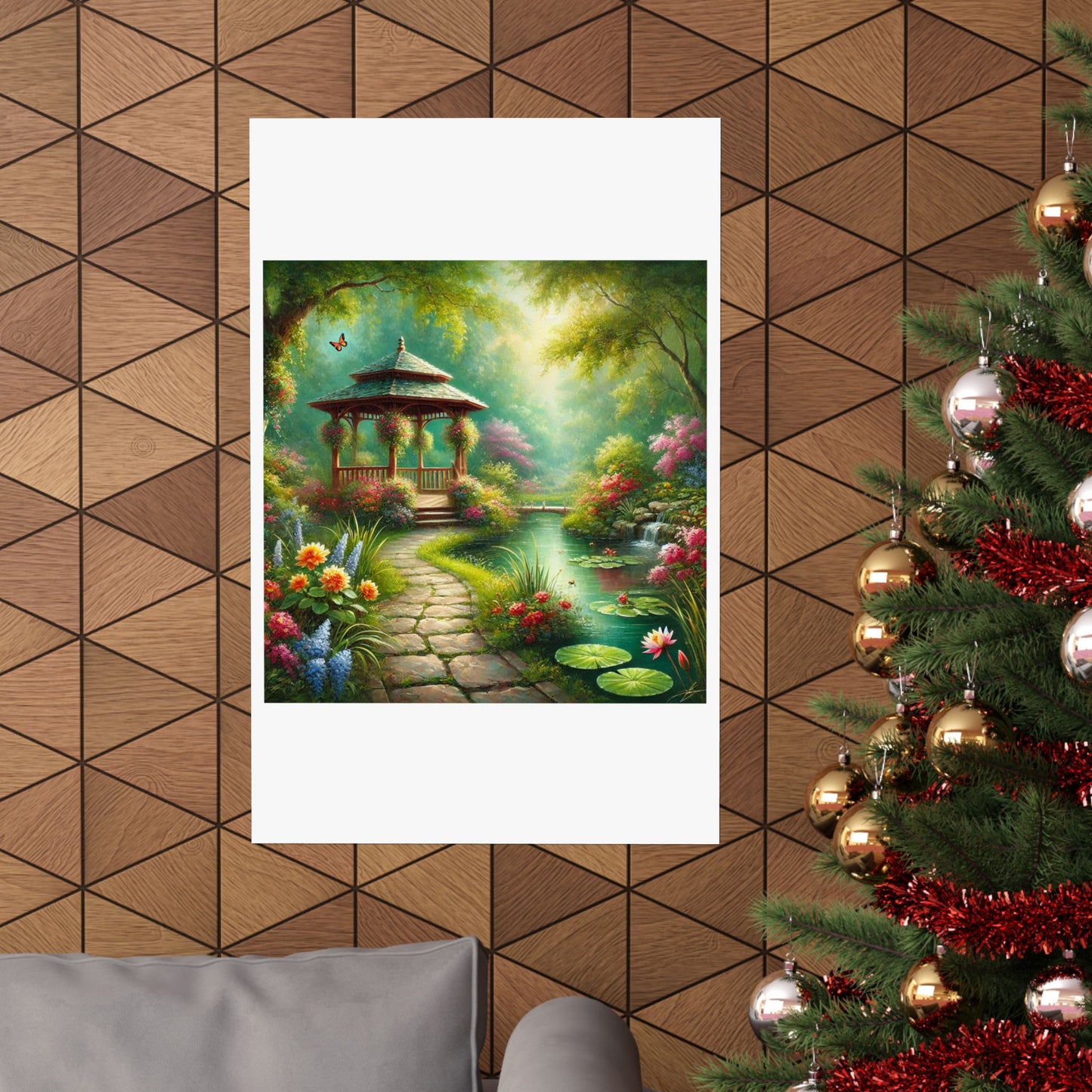 Spring Garden Gazebo Floral Landscape Poster