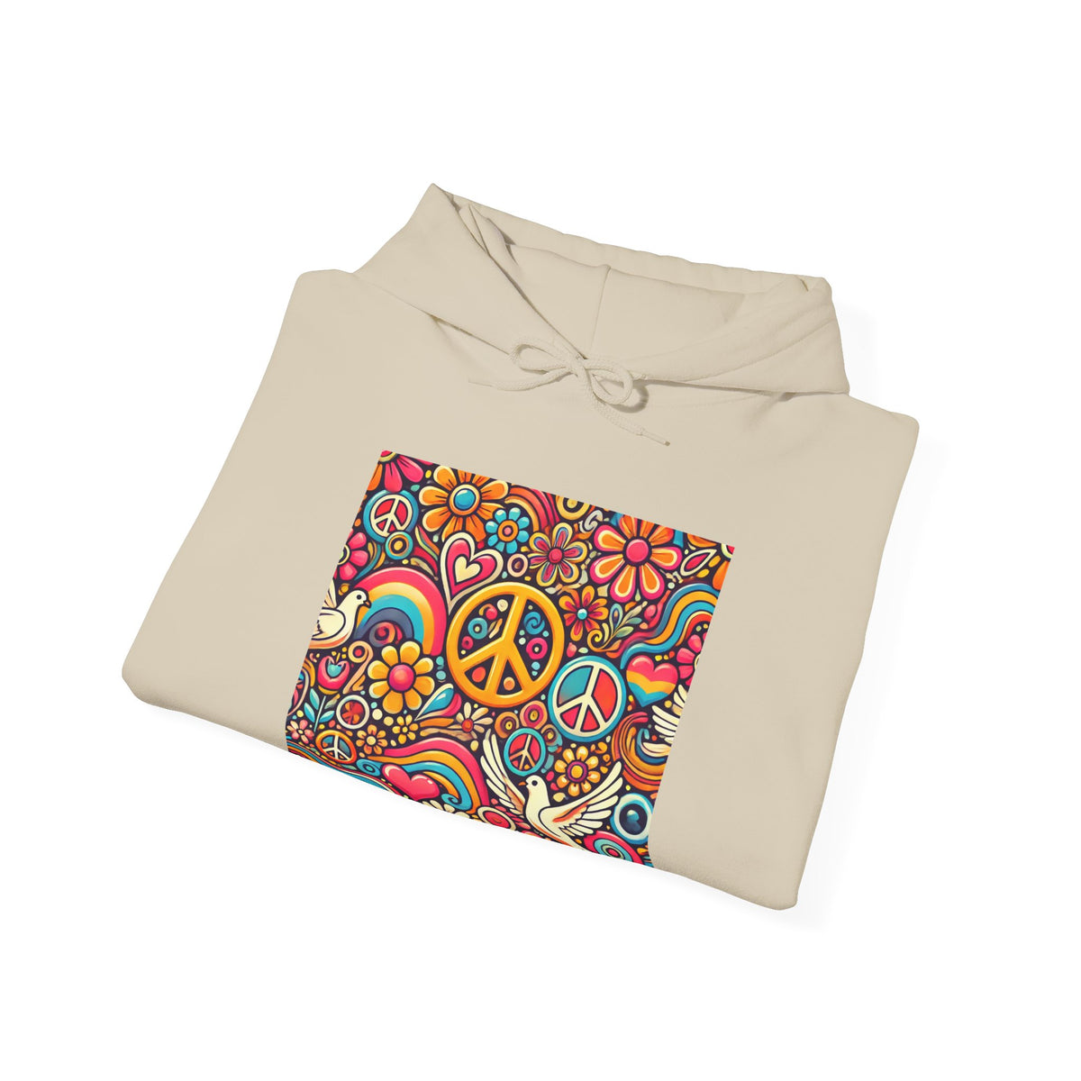 Colorful Peace Floral Pattern Hoodie