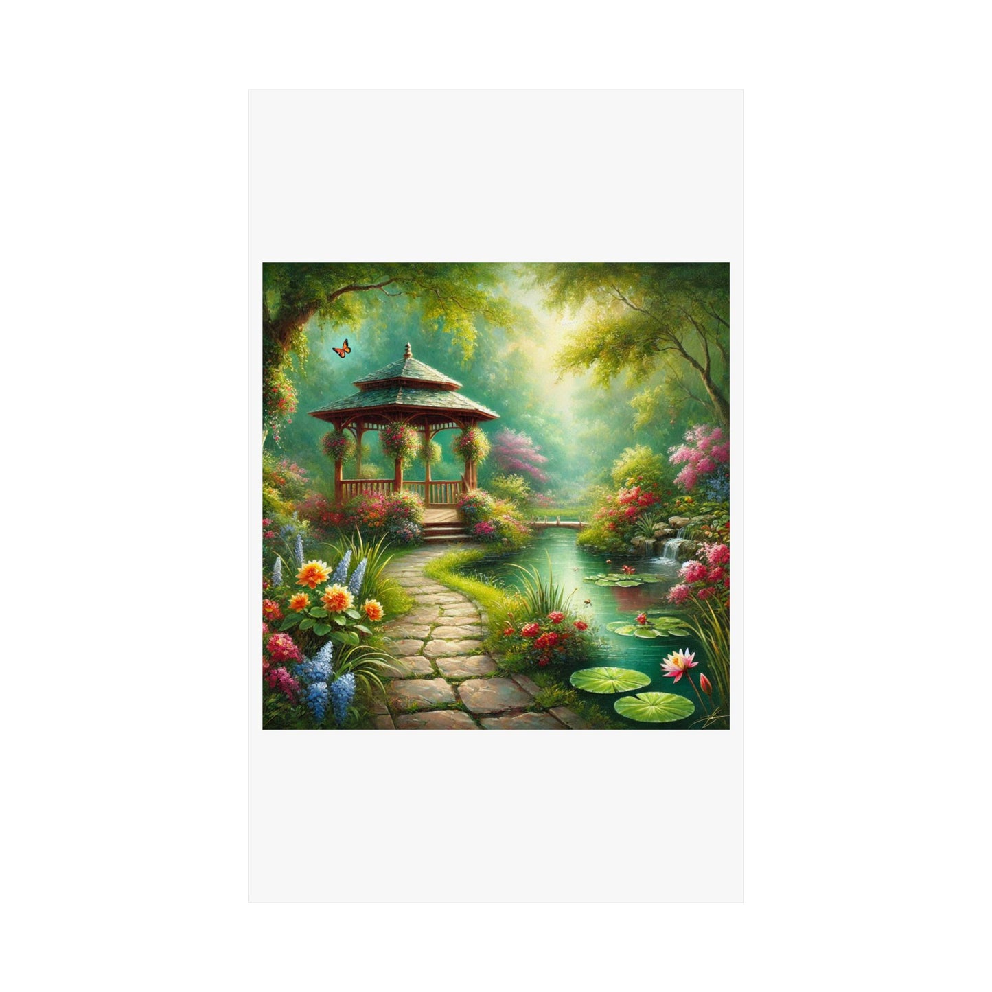 Spring Garden Gazebo Floral Landscape Poster
