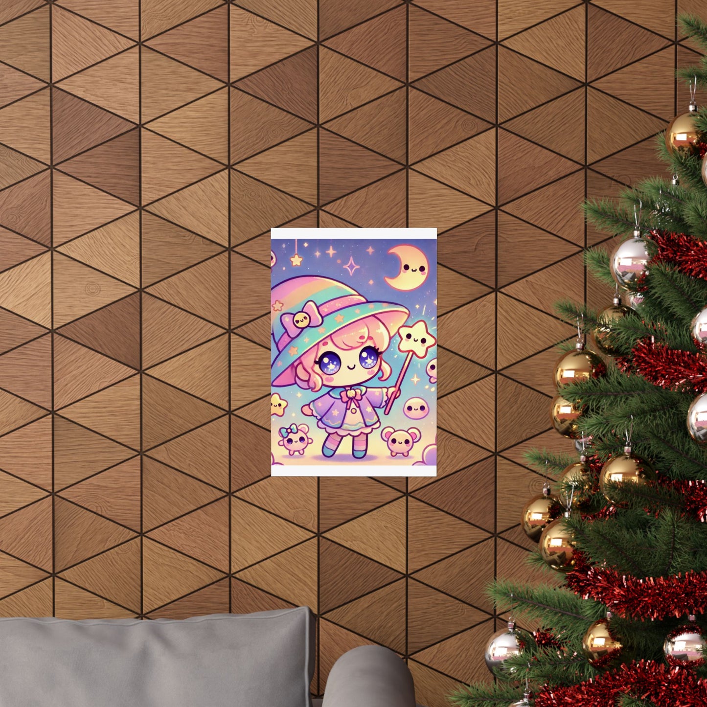 Kawaii Moon Wand Pastel Fantasy Wall Art Poster