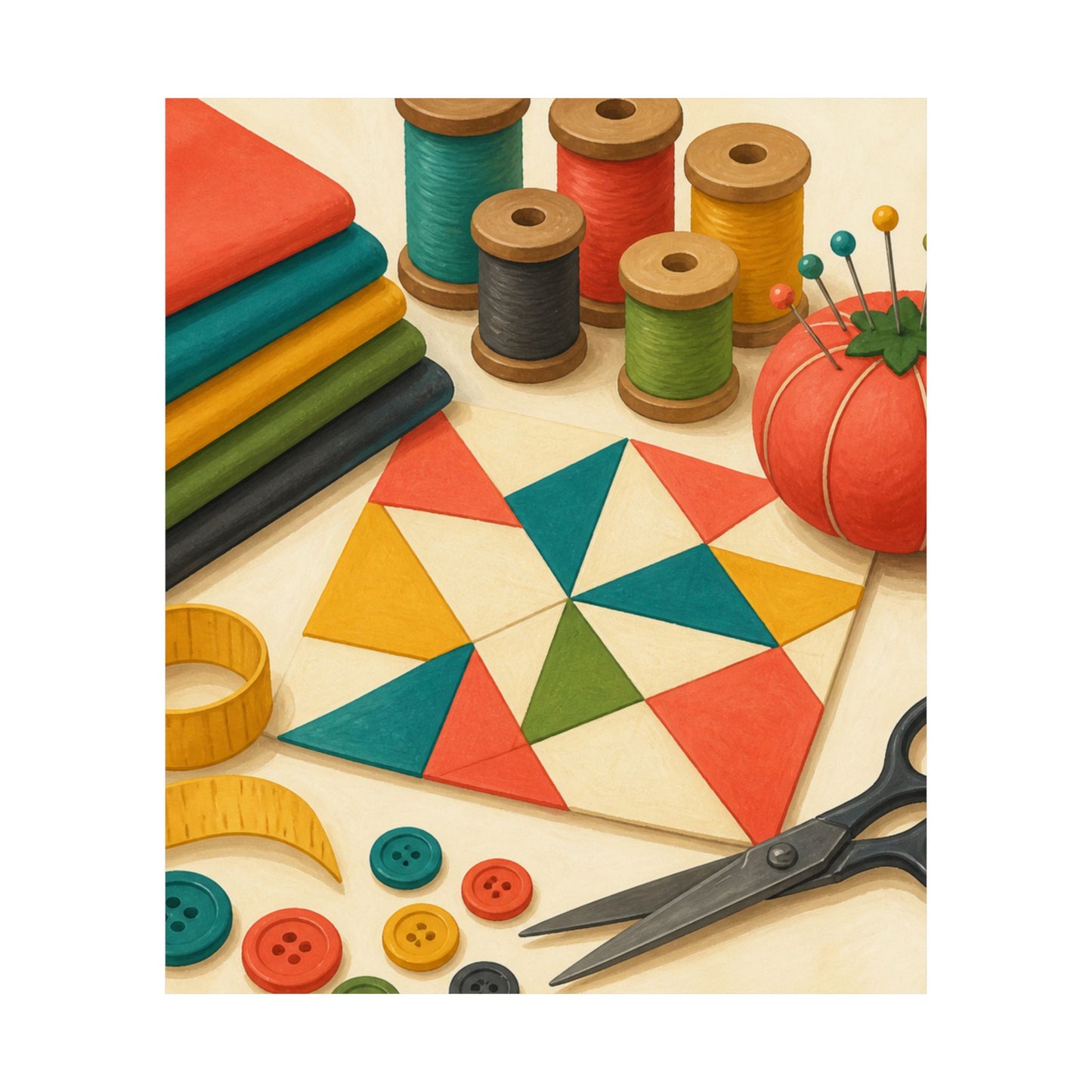 Colorful Sewing and Quilting Hobby Poster