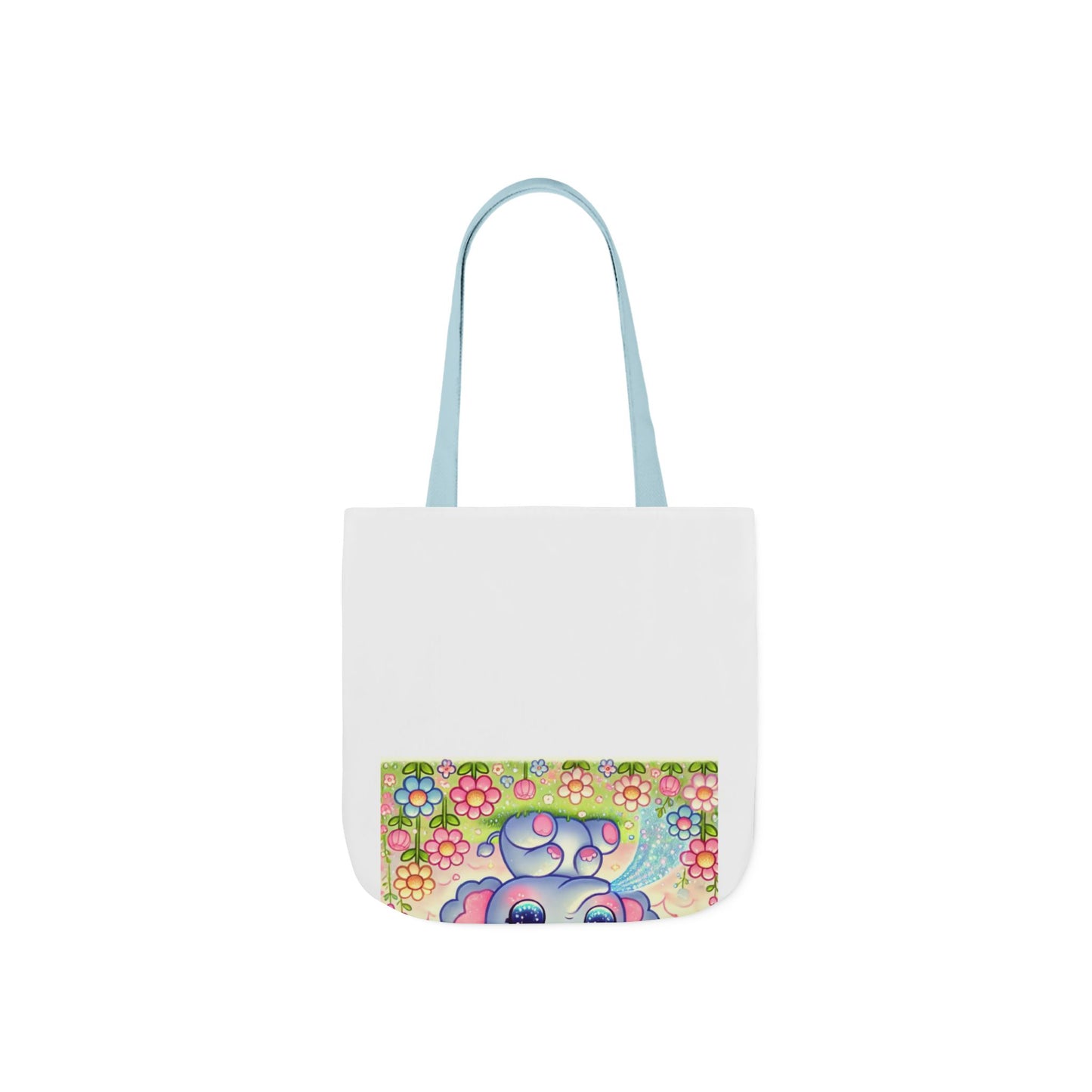 Pastel Rainbow Baby Elephant Floral Canvas Tote Bag