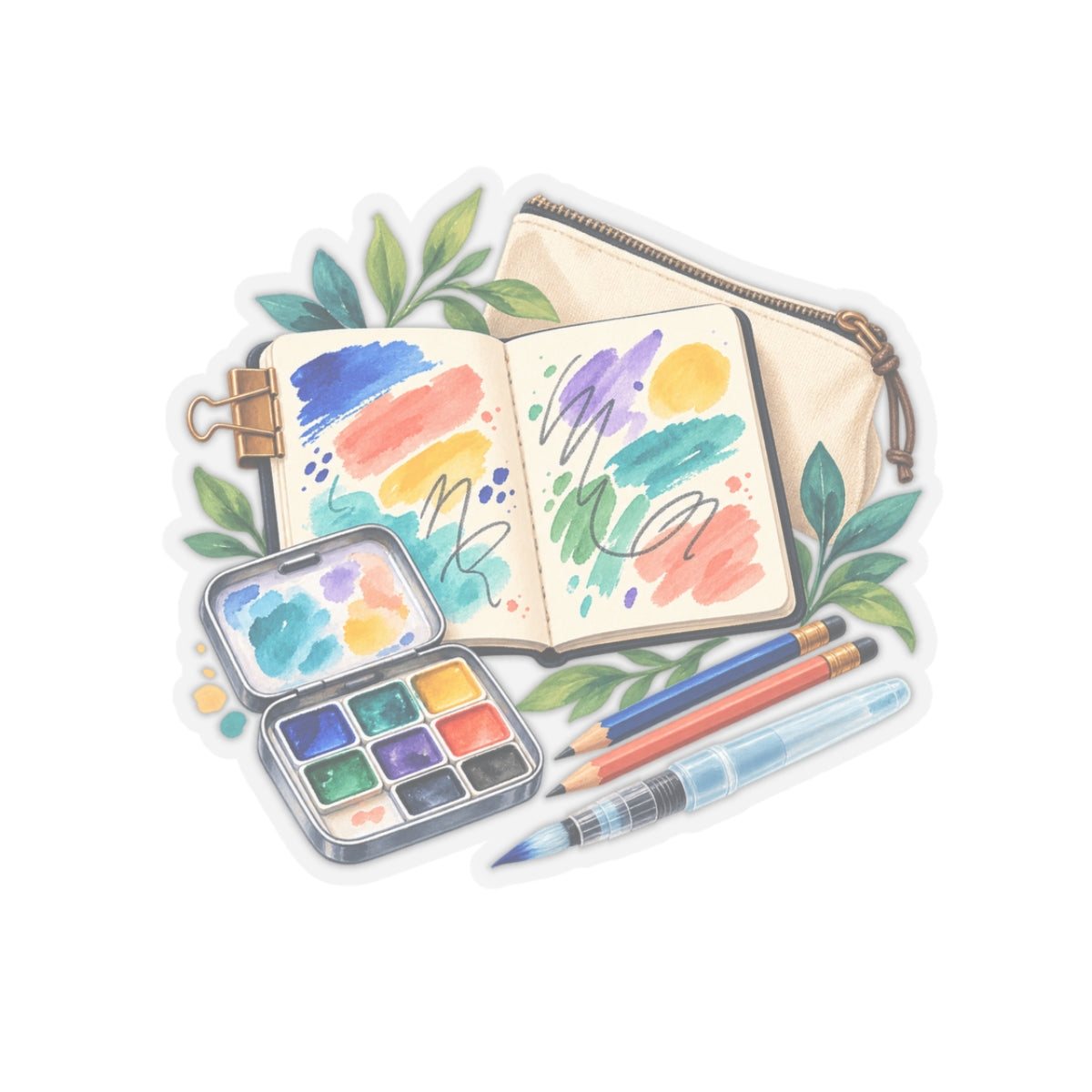 Colorful Urban Sketching Travel Kit Sticker