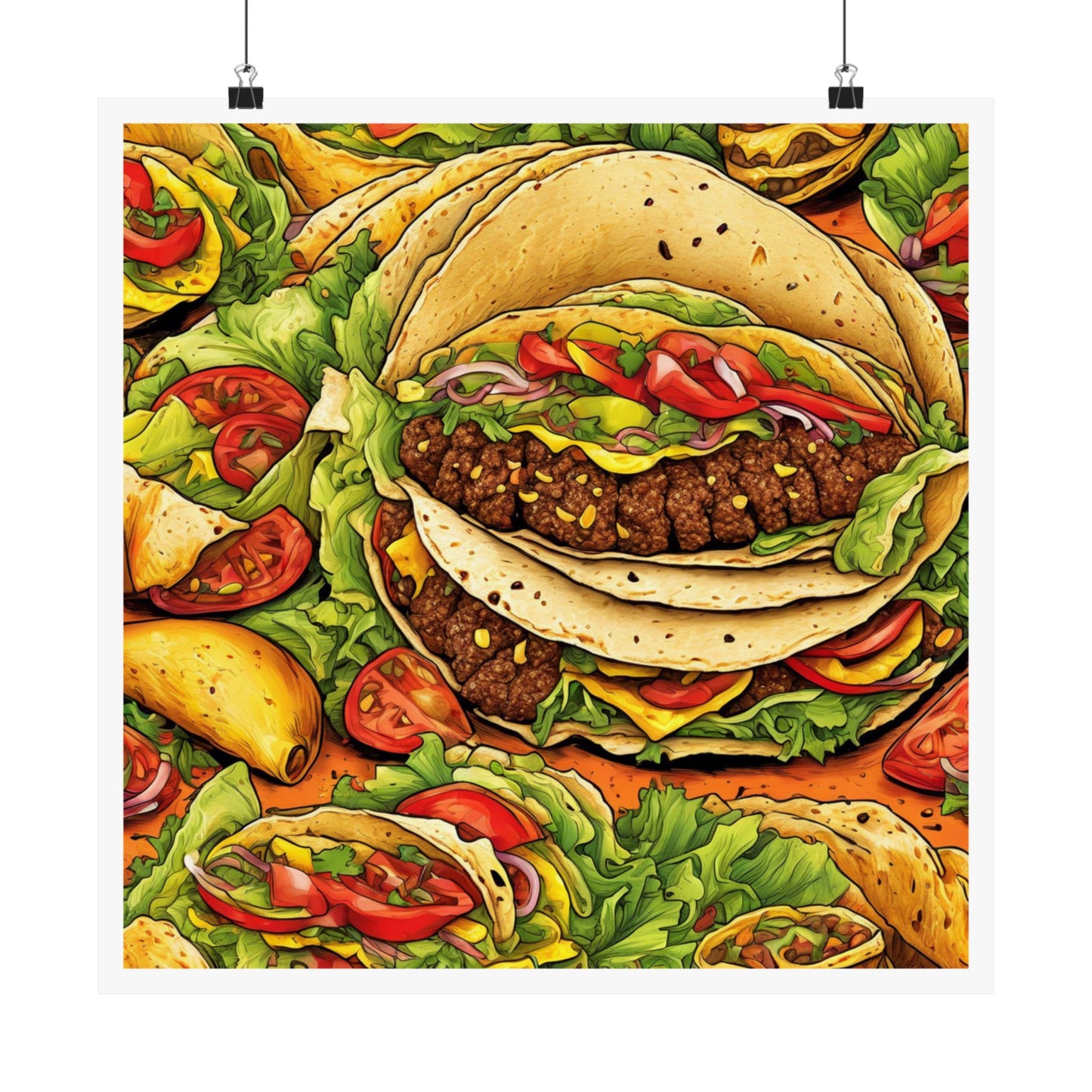 Stacked Taco Fiesta Foodie Gift Art Poster