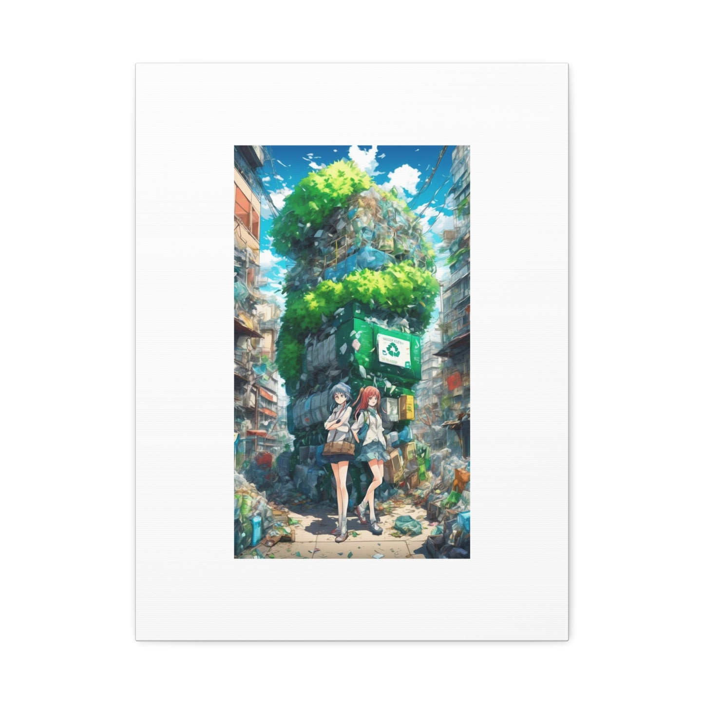 Urban Recycling Anime Friends Eco City Canvas Print