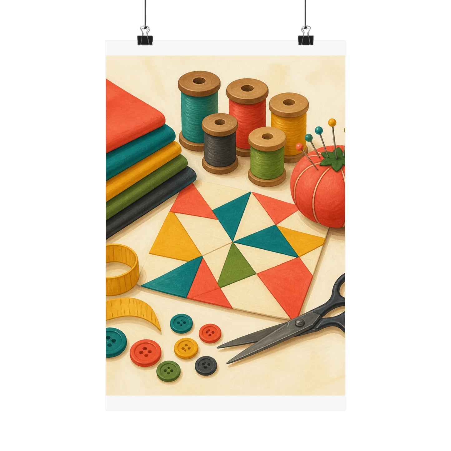 Colorful Sewing and Quilting Hobby Poster