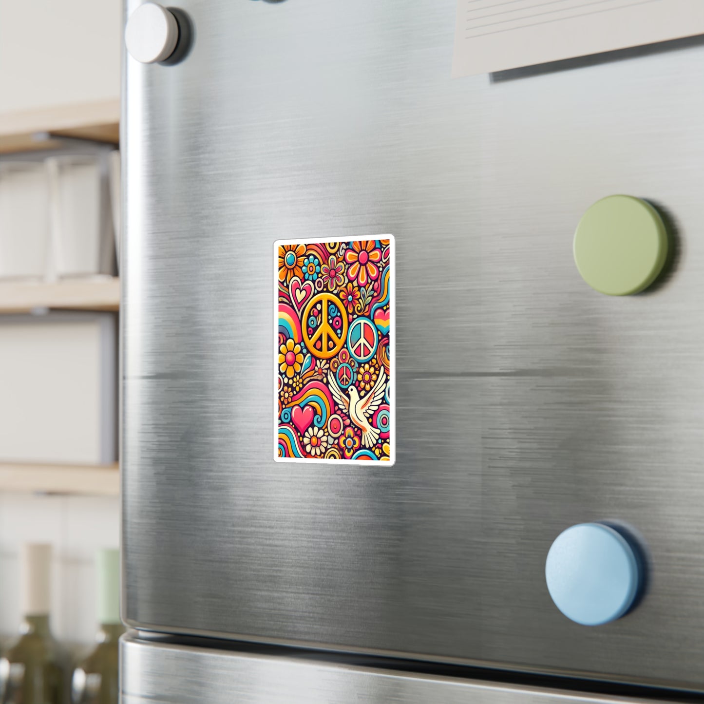 Hippie Dove Sticker, Decal, 70s Retro, Laptop Decal, Peace Sign Sticker, Boho Decal