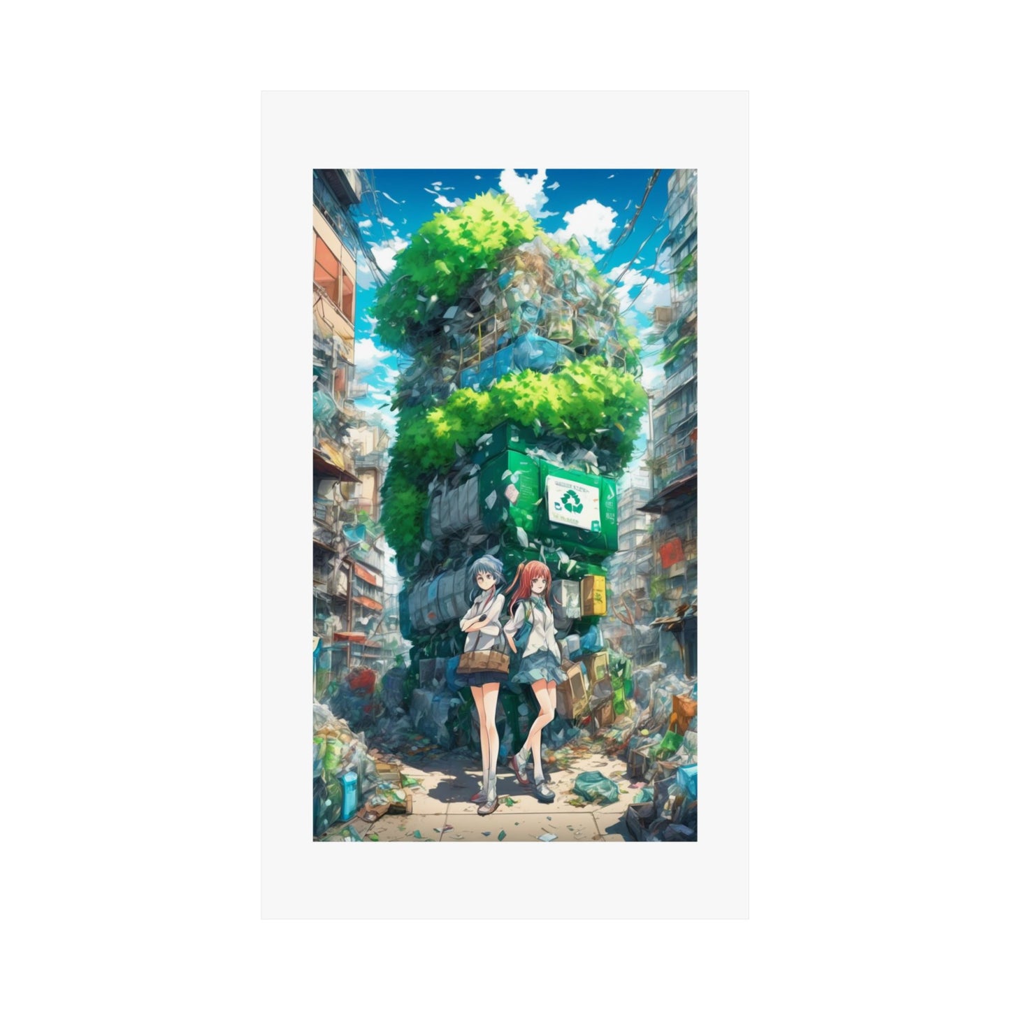 Urban Recycling Anime Friends Green City Wall Poster