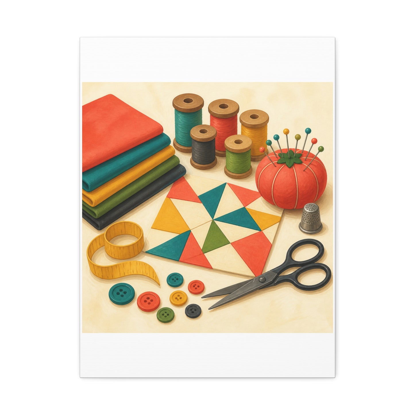 Colorful Sewing and Quilting Hobby Canvas Art