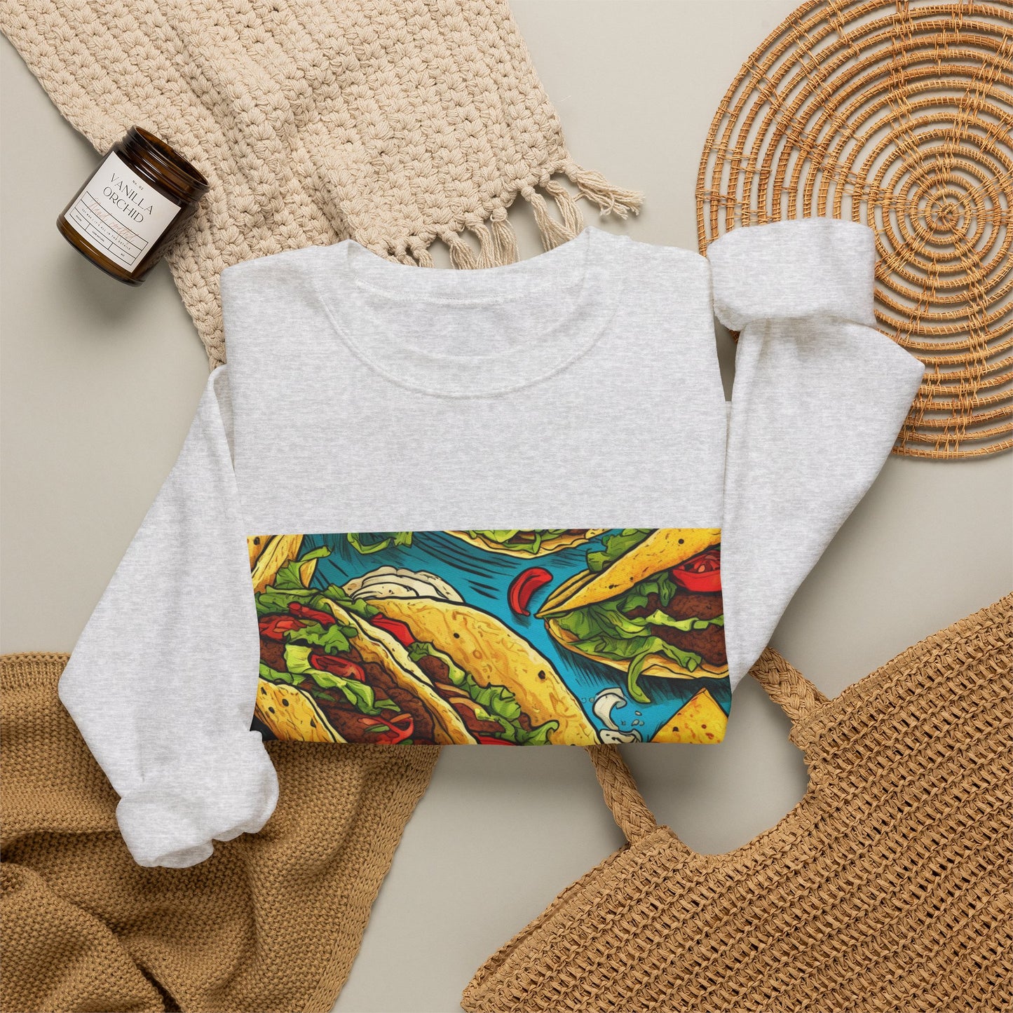 Taco Party Pattern Foodie Gift Art Sweatshirt