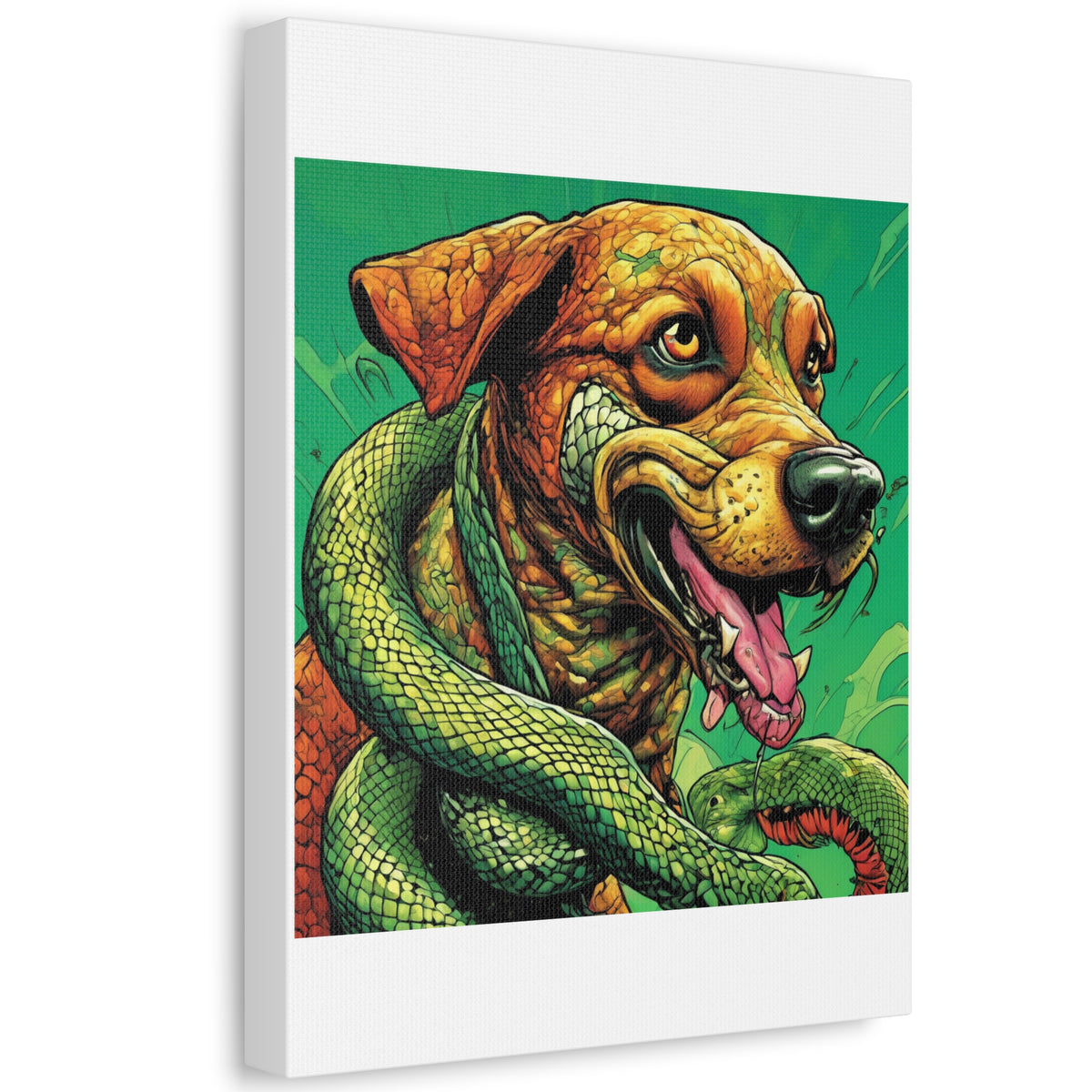 Serpent Guardian Dog Bold Fantasy Creature Canvas Art