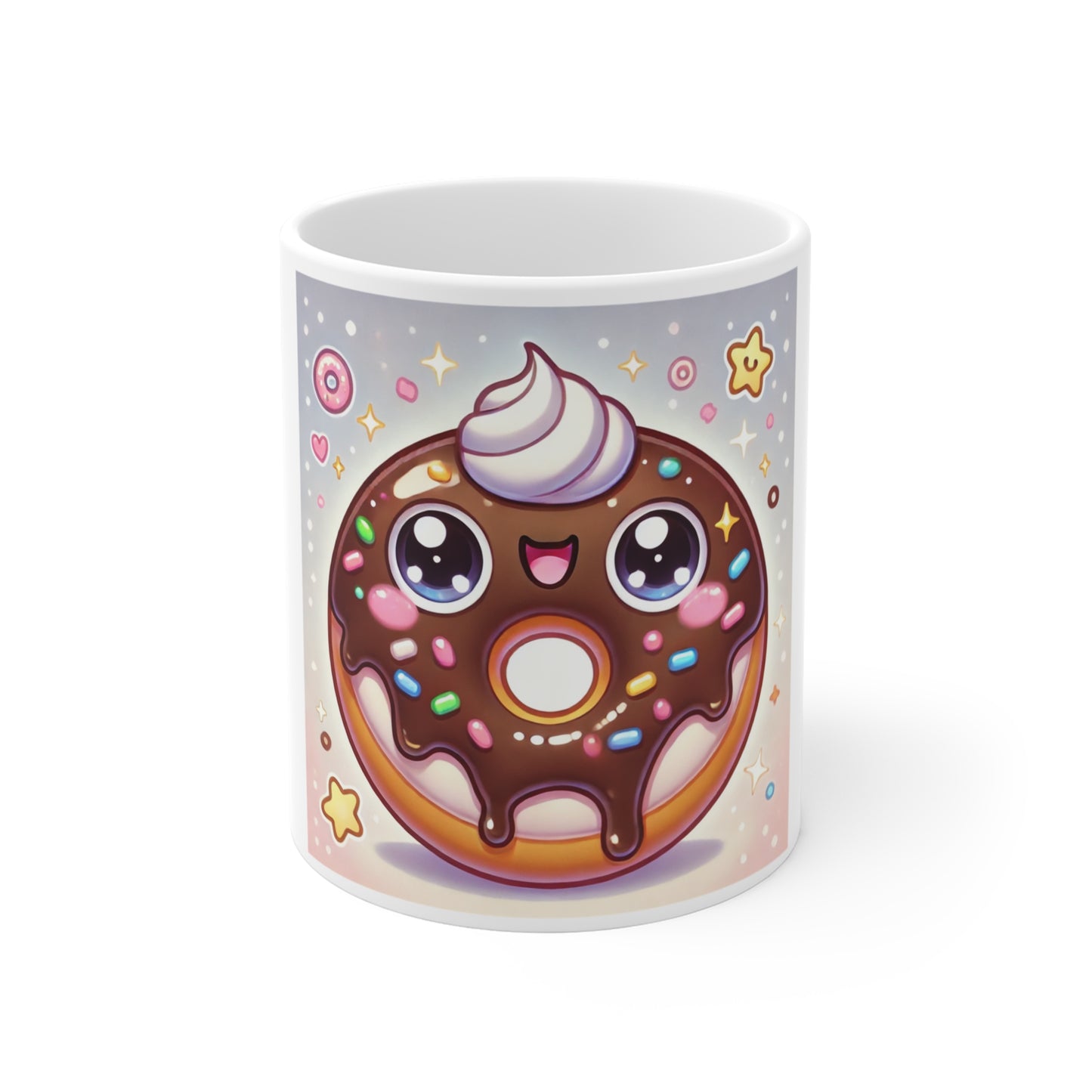 Kawaii Chocolate Donut Cute Dessert Art Coffee Mug