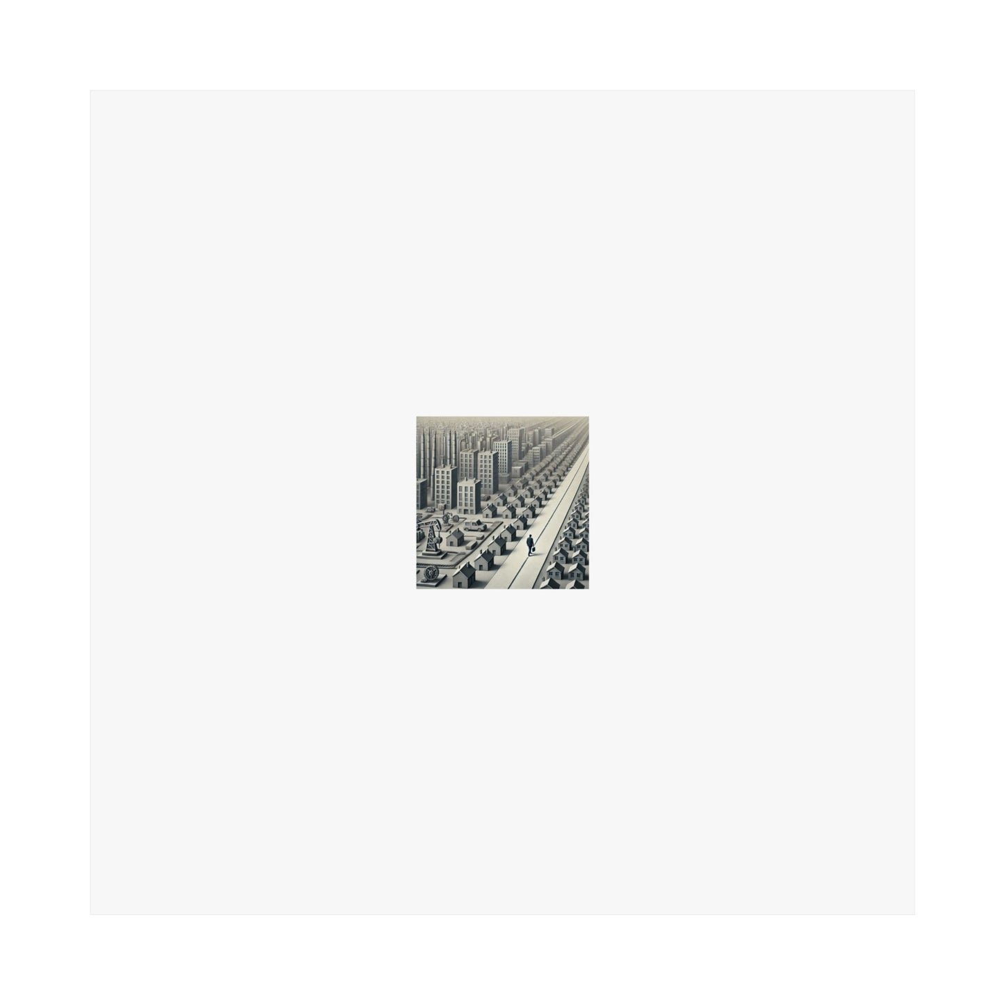 Monochrome Urban Factory Cityscape Poster Industrial Wall Art Gift