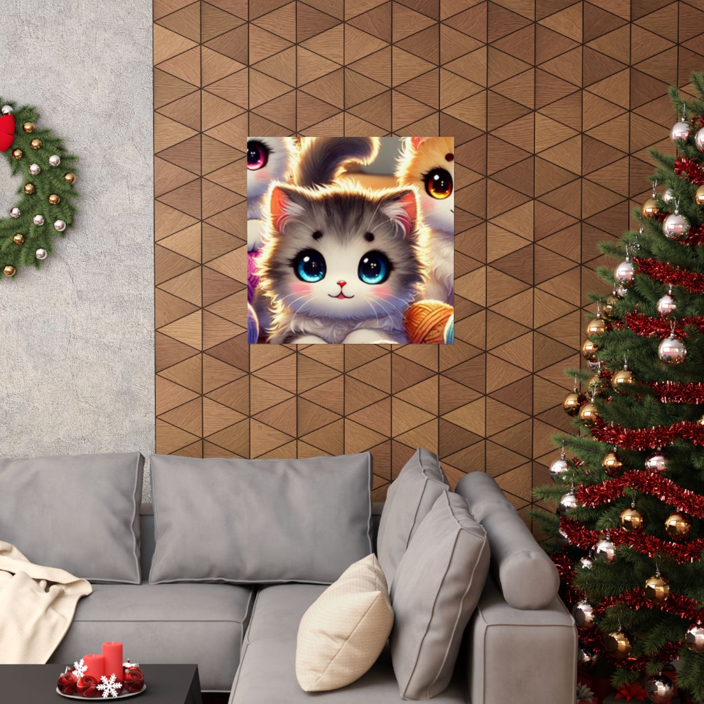 Cozy Yarn Kittens Cute Cat Poster Knitting Room Wall Art Decor