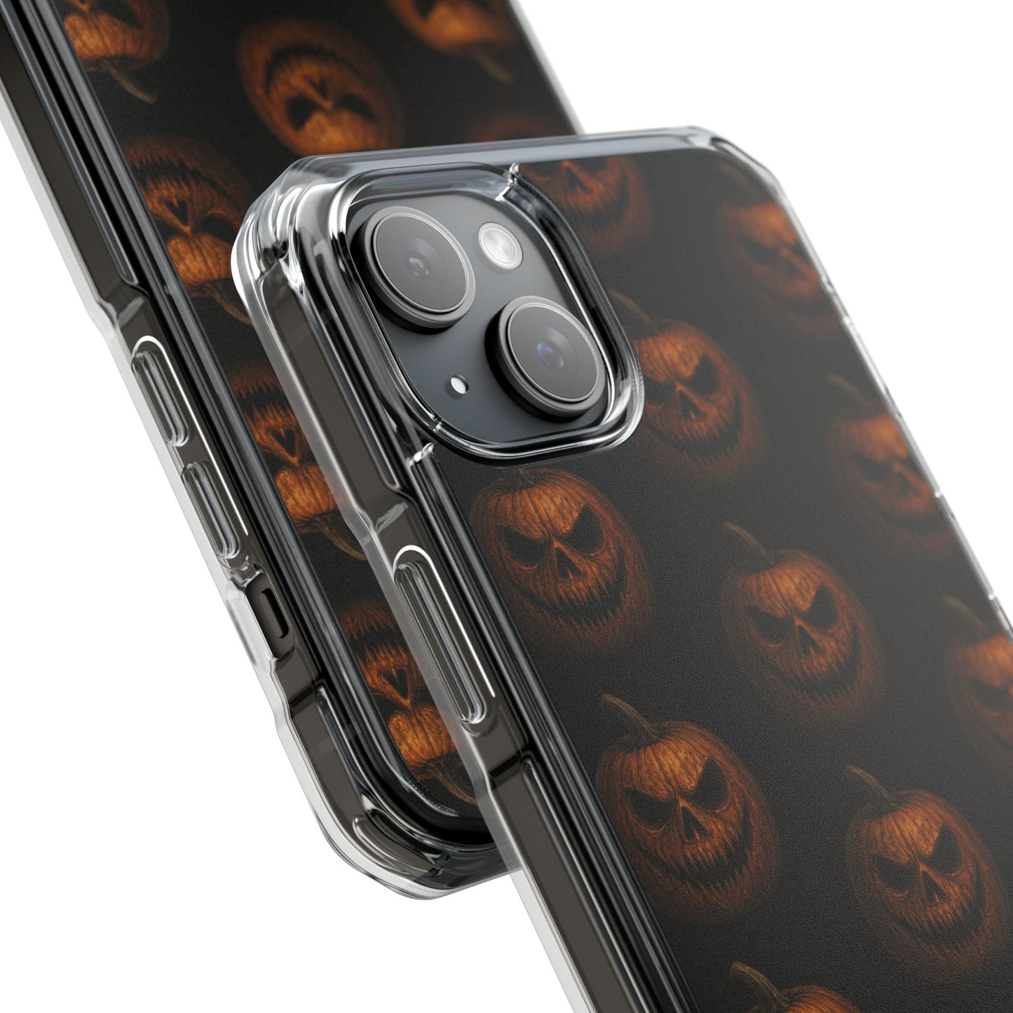 Magnet Cover, Halloween Pumpkin Spooky Phone Case, Horror Jack-O-Lantern Black Case, Magnetic Clear Impact Cover, Scary Cellphone Slim