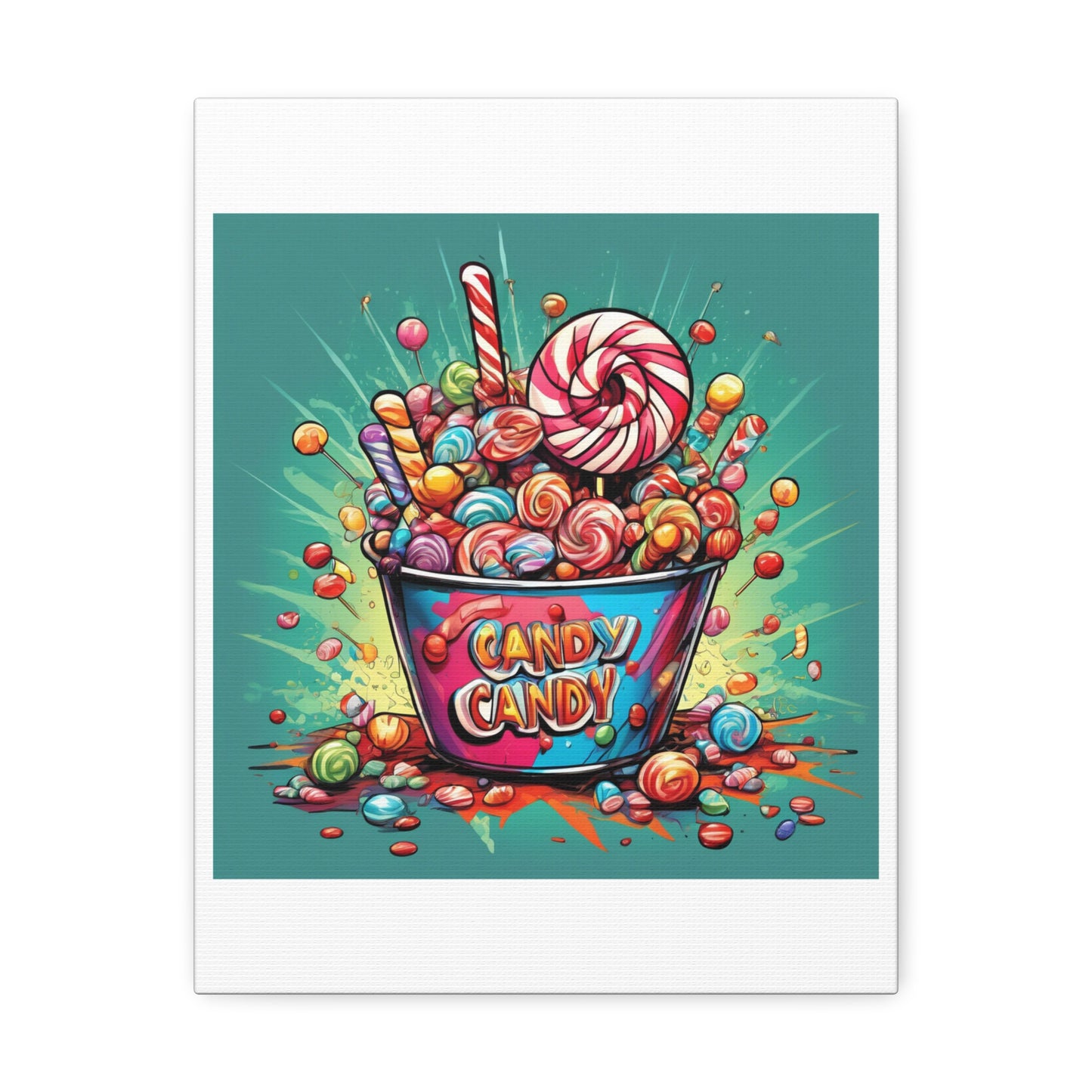 Holiday Candy Bucket Sweets Gift Art Canvas
