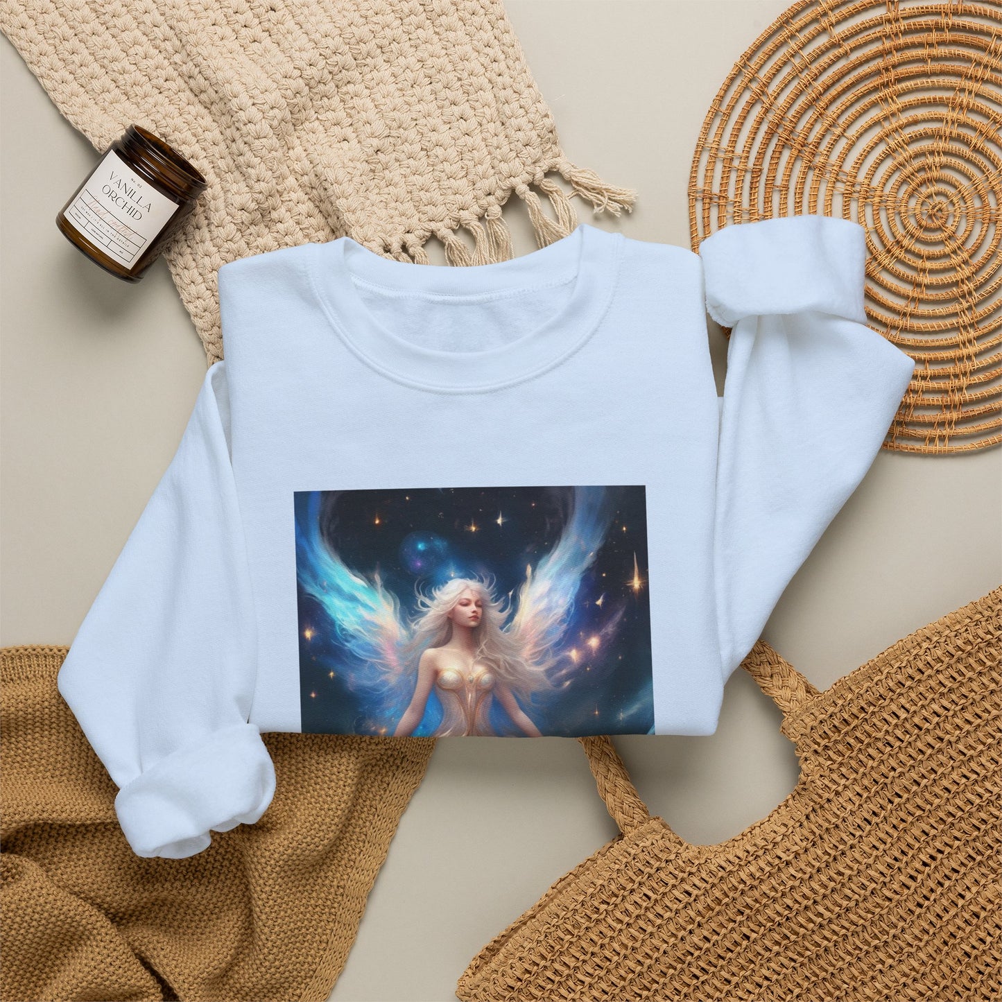 Celestial Winged Meditation Fantasy Portrait Sweatshirt