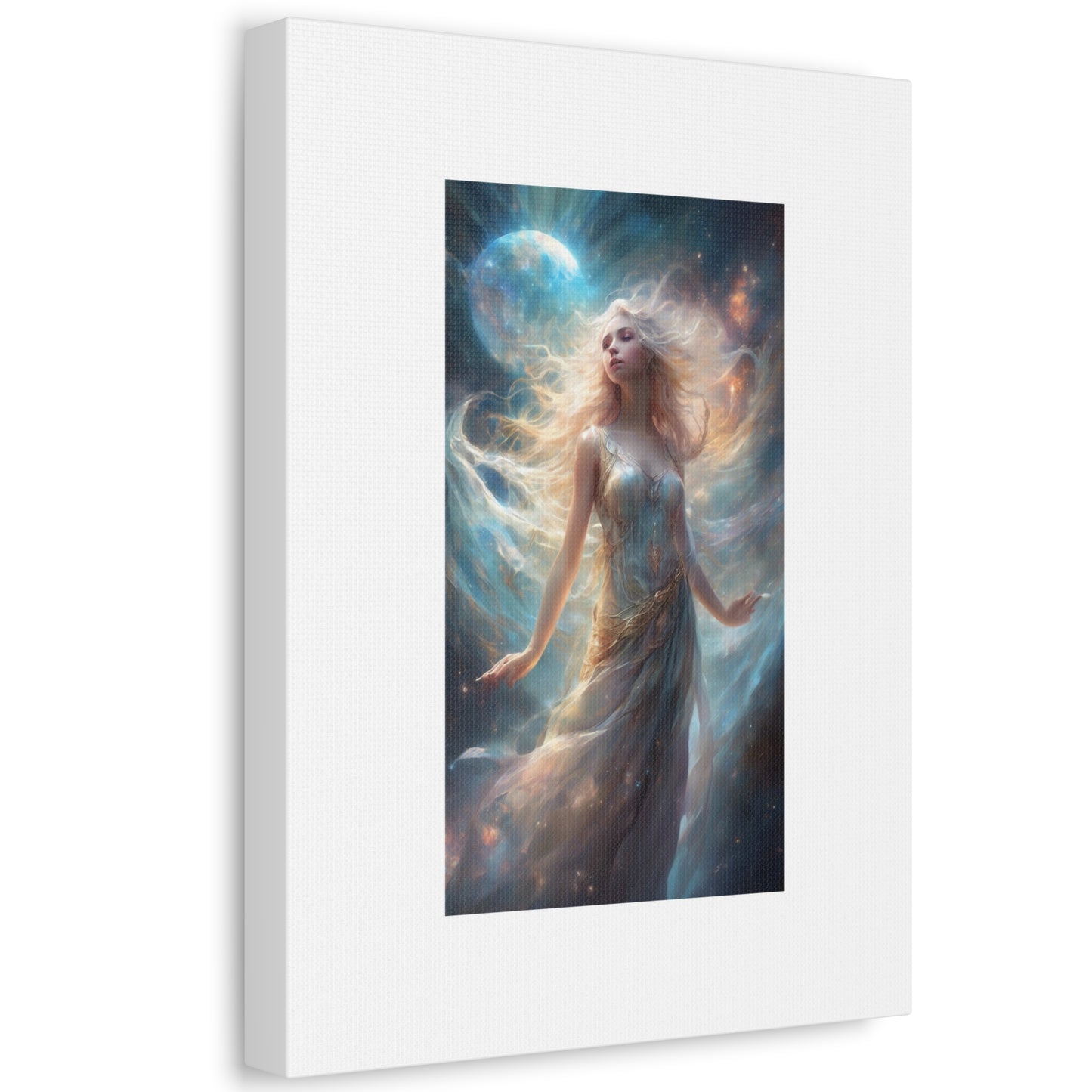 Moonlit Celestial Maiden Fantasy Portrait Canvas