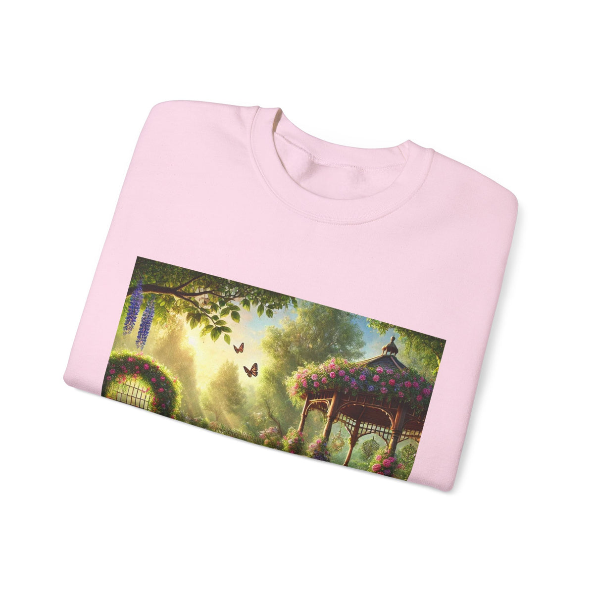 Sunlit Rose Gazebo Cottage Garden Sweatshirt